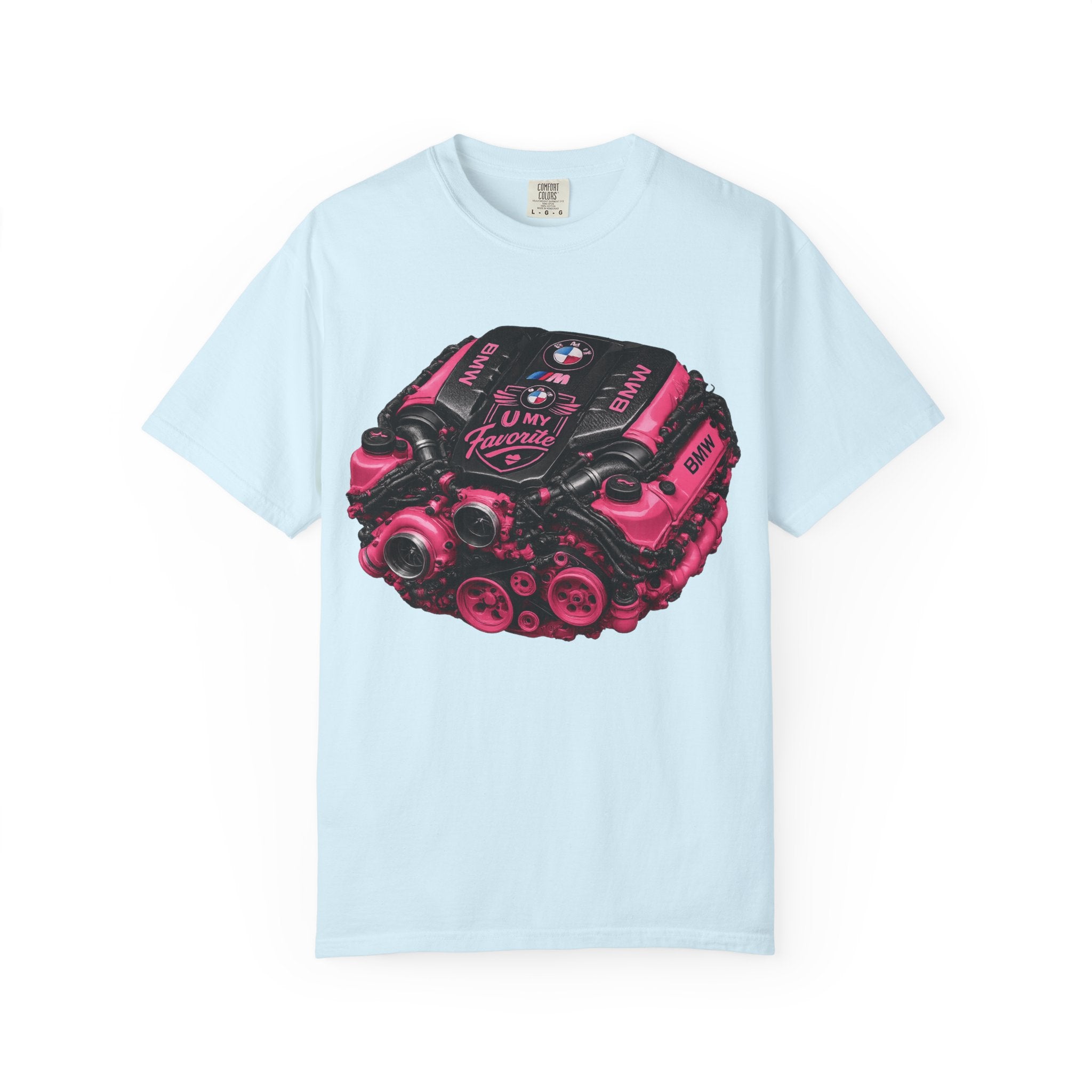 Pink Turbo Engine T-Shirt — Vintage Car Mechanic Tee