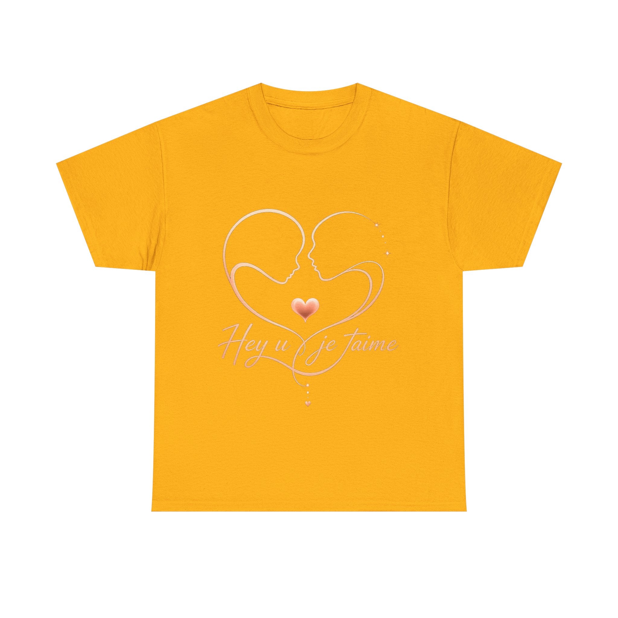 Romantic Heartline Tee — “Hey u je t'aime” French Love Graphic T-Shirt