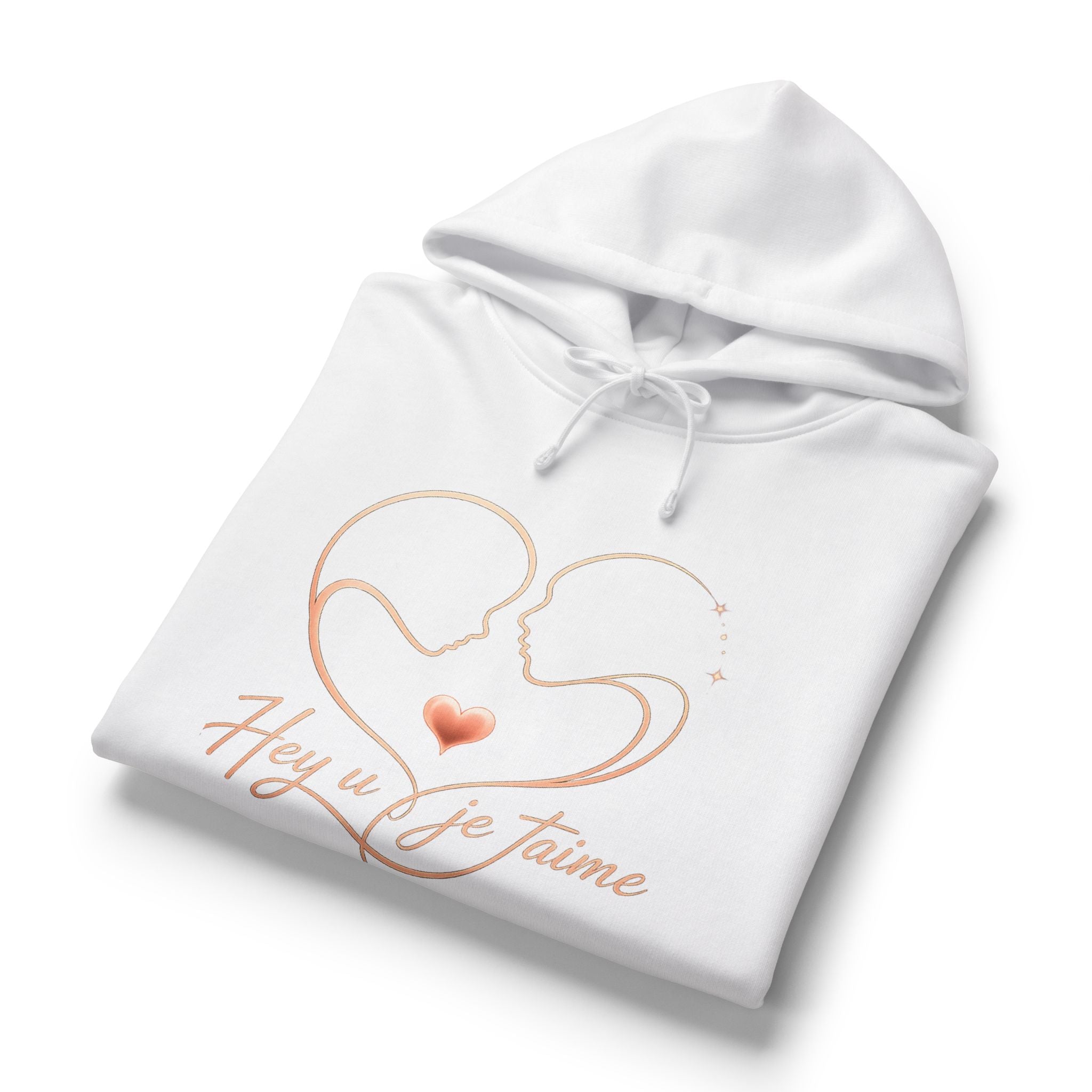 Romantic Heartline Hoodie – "Hey u je t'aime" Women's Organic Hoodie