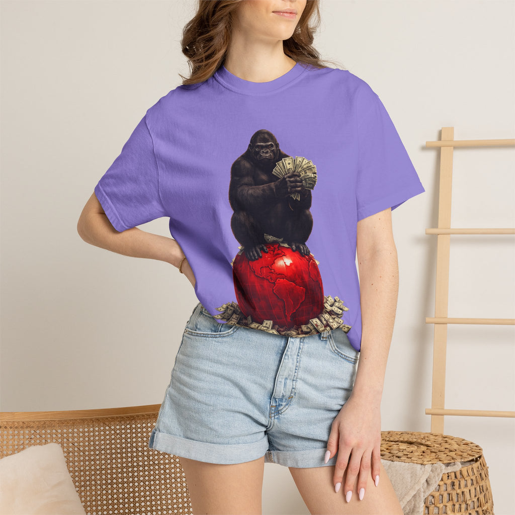 Gorilla on Money Graphic T-Shirt — Red Globe Cash Design