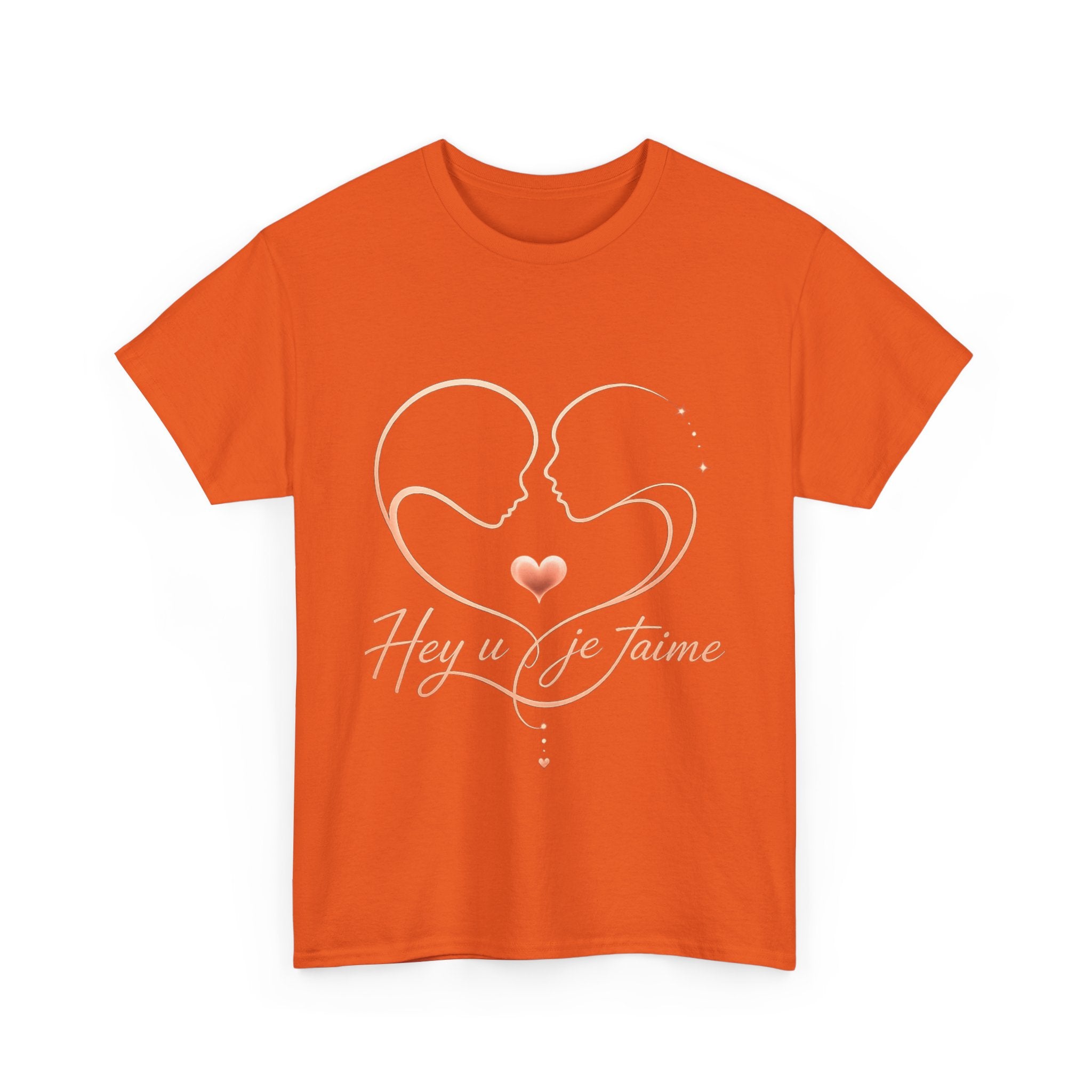 Romantic Heartline Tee — “Hey u je t'aime” French Love Graphic T-Shirt