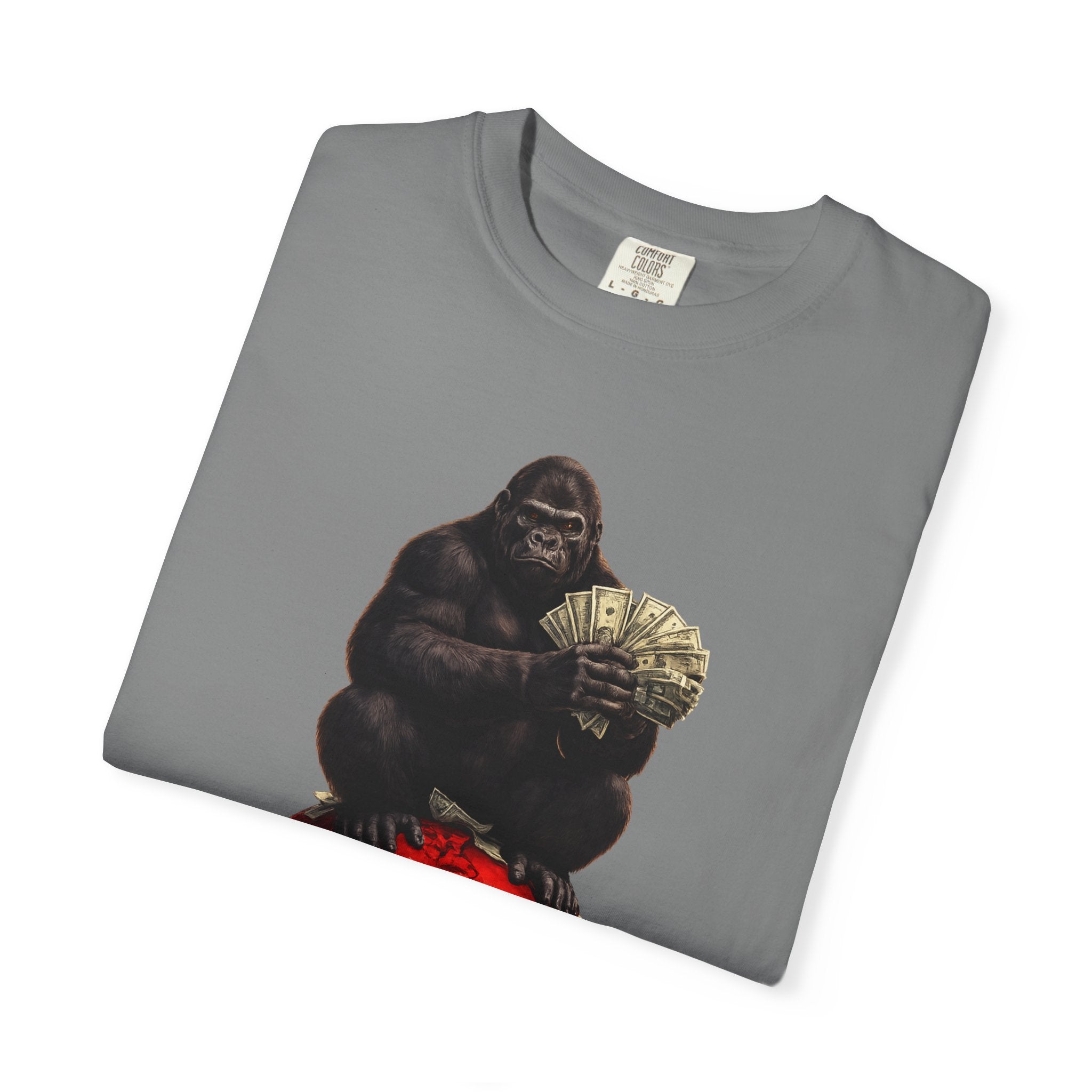 Gorilla on Money Graphic T-Shirt — Red Globe Cash Design