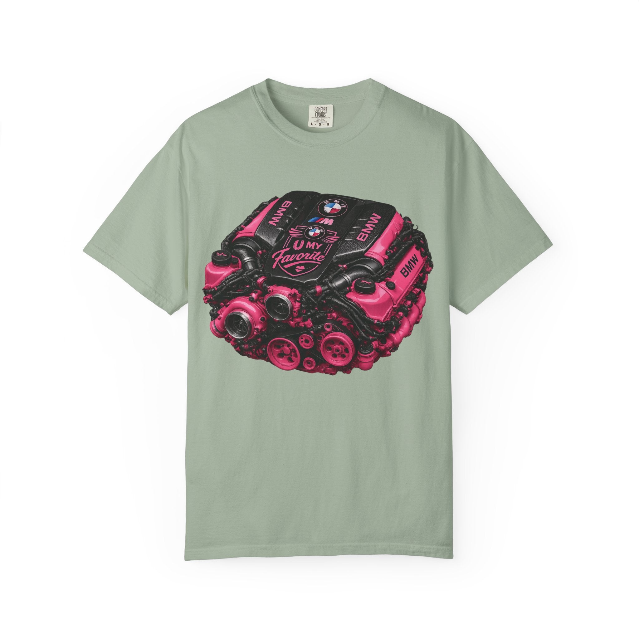 Pink Turbo Engine T-Shirt — Vintage Car Mechanic Tee