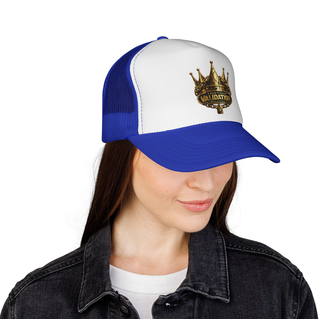 Validation King Trucker Cap — Gold Crown Logo Mesh Hat