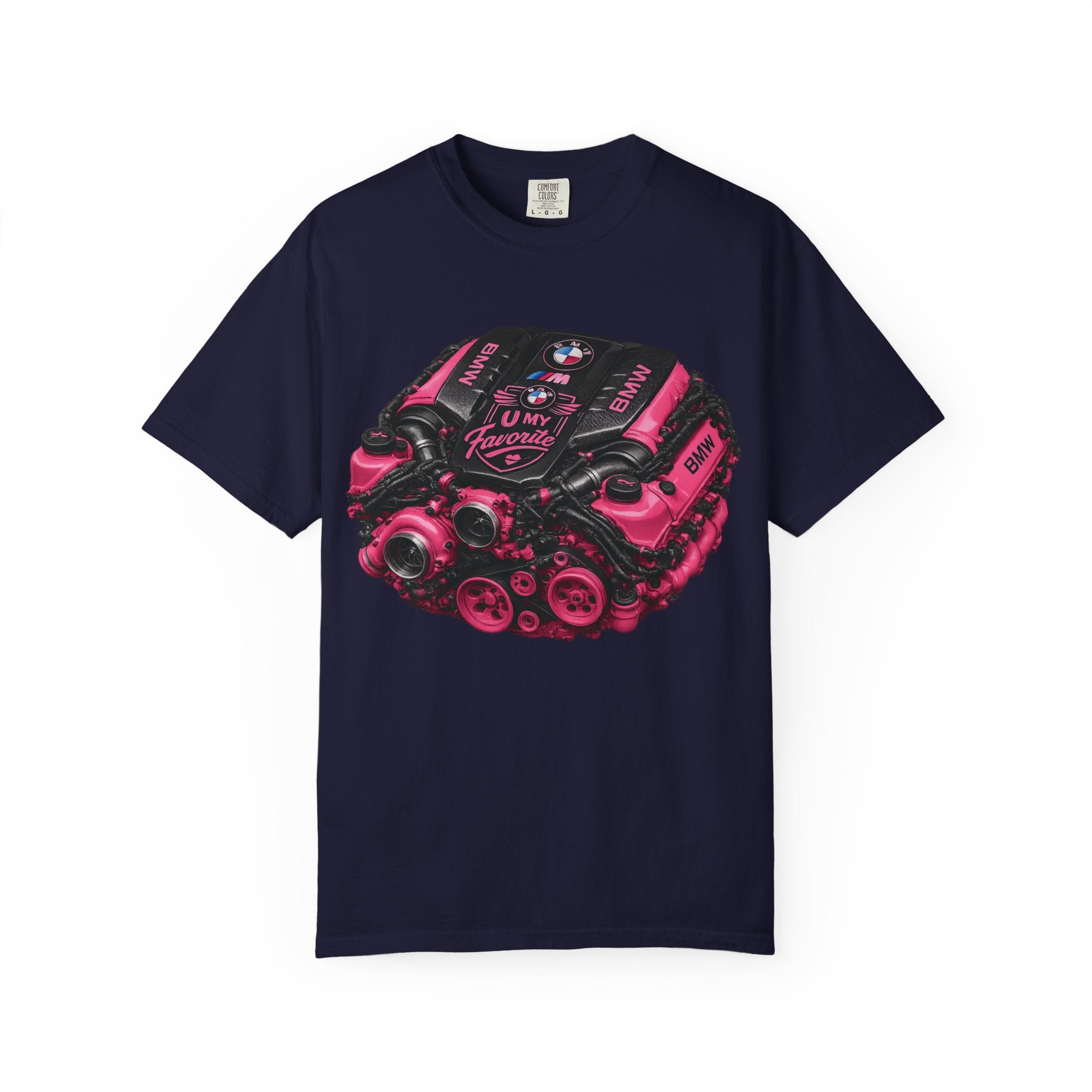 Pink Turbo Engine T-Shirt — Vintage Car Mechanic Tee