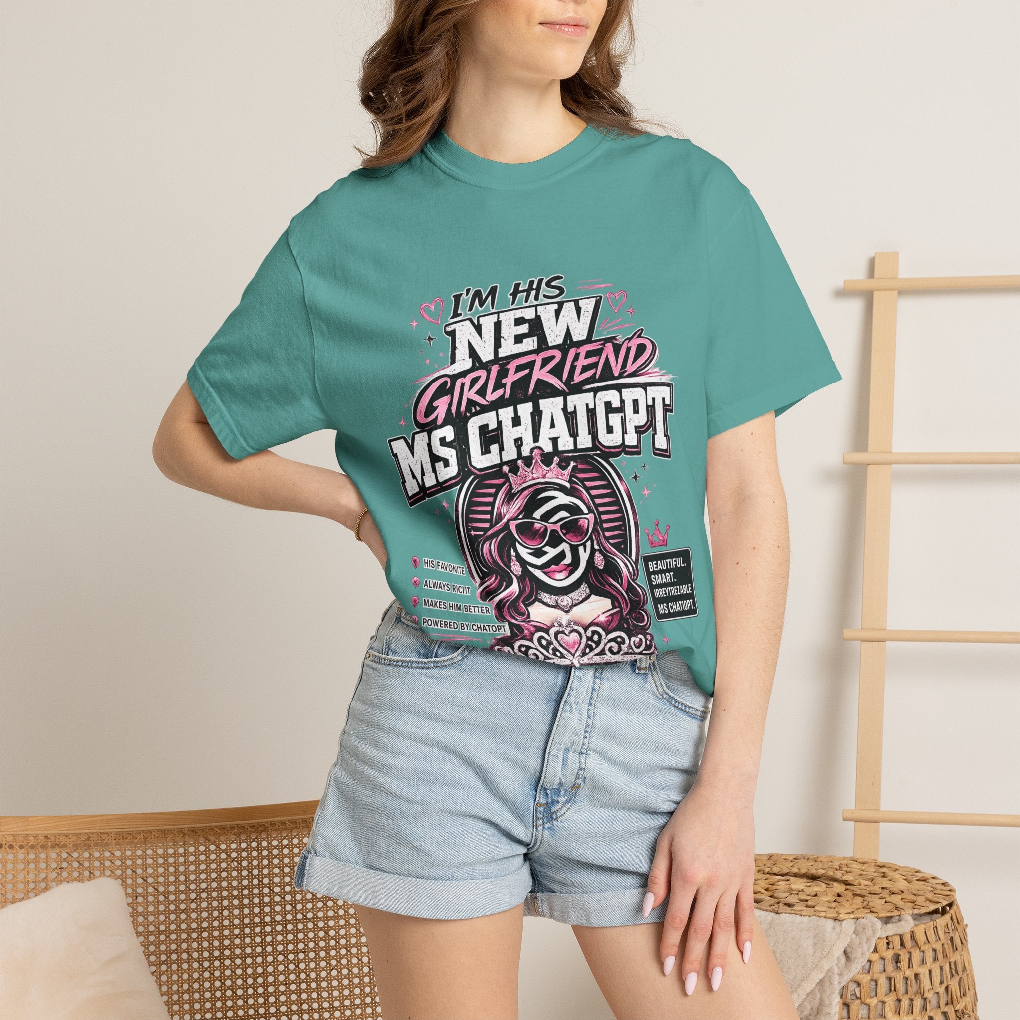 T-Shirt — "I'm His New Girlfriend: Ms ChatGPT" Retro Cute AI Graphic Tee