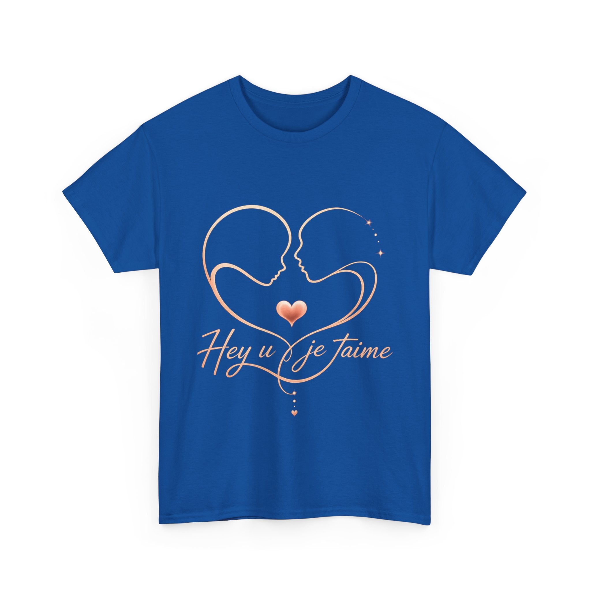 Romantic Heartline Tee — “Hey u je t'aime” French Love Graphic T-Shirt