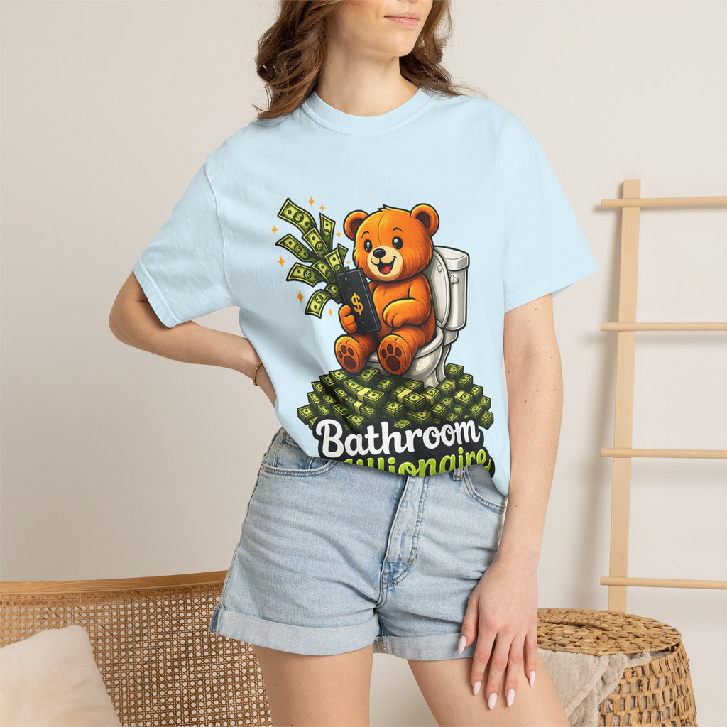 Bathroom Millionaire T-Shirt — Cute Bear on Toilet Graphic Tee