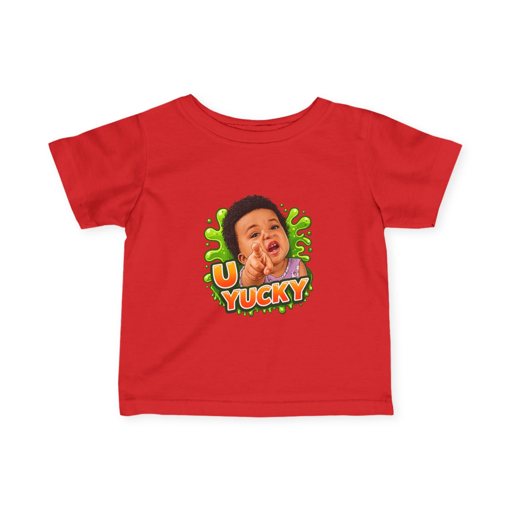 Infant Tee — "Yucky" Baby Graphic Shirt with Green Slime Design