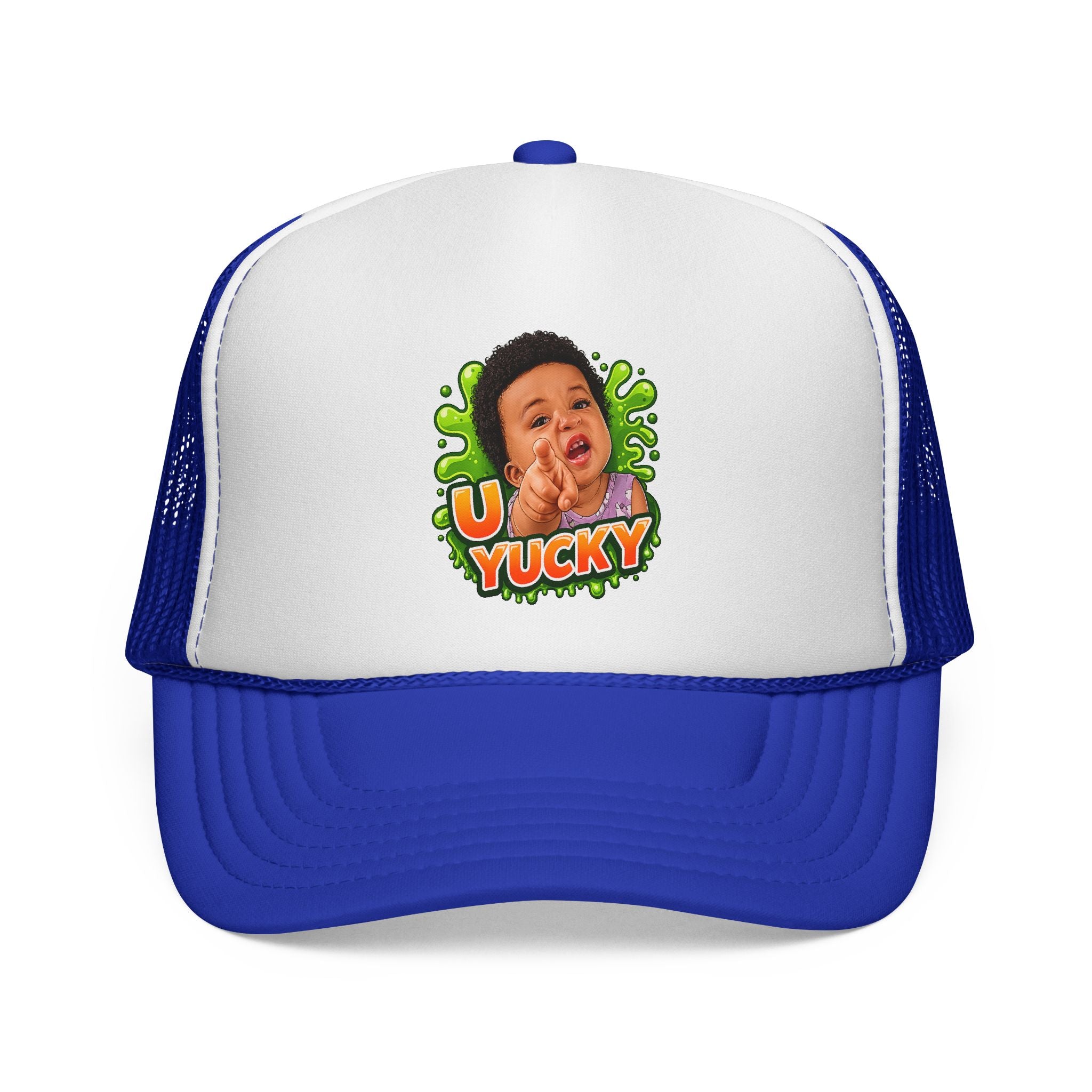 U Yucky Baby Trucker Cap — Funny Retro Slime Graphic Mesh Hat