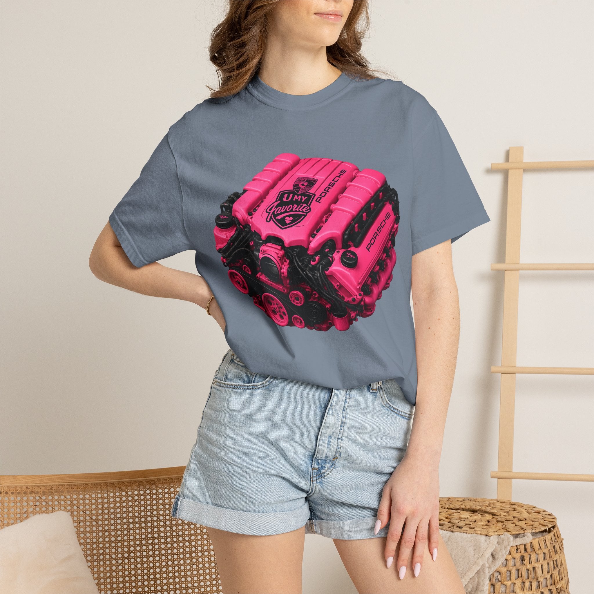 Retro Pink V8 Engine T-Shirt