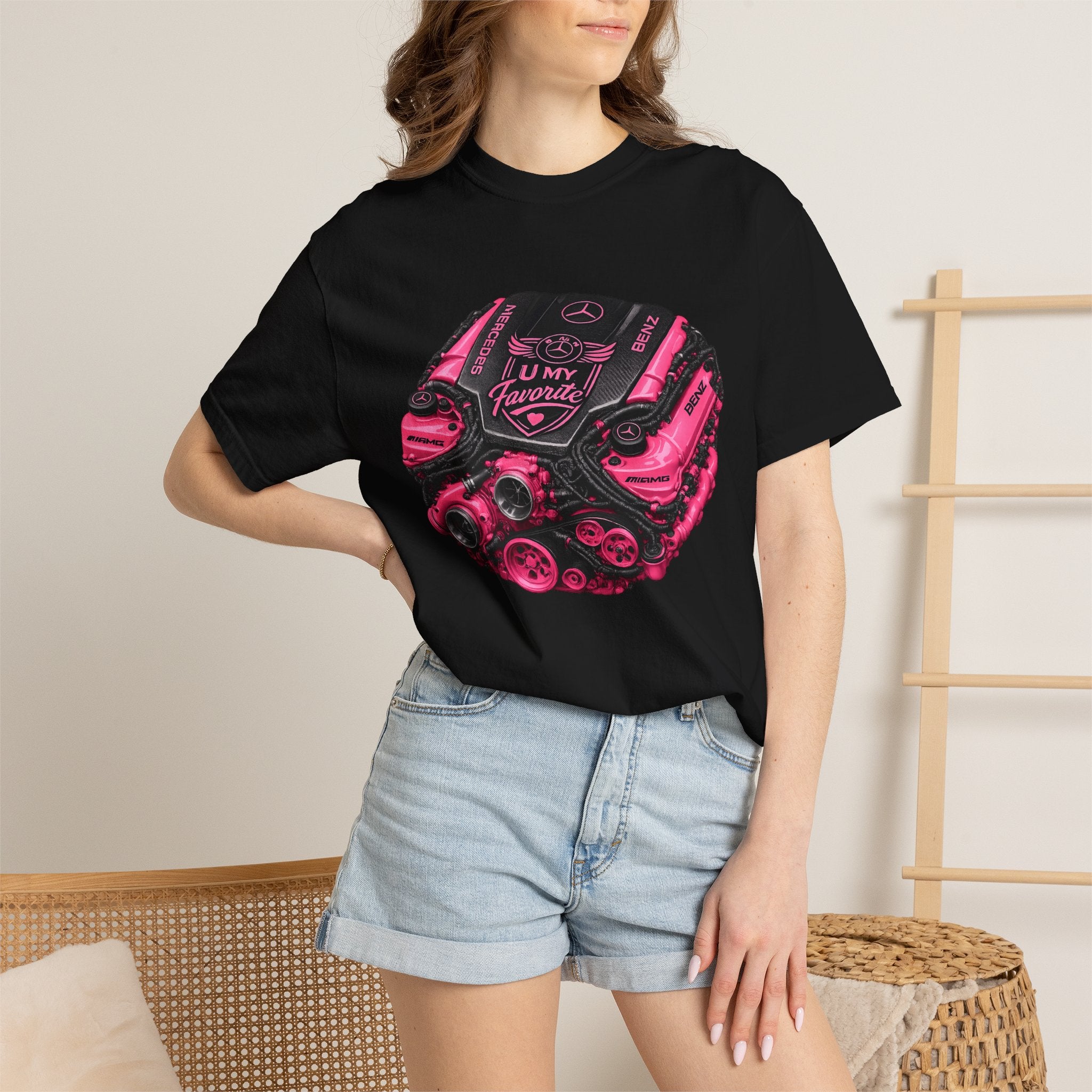 Car Engine Heart Tee — I Love Engines Graphic T-Shirt