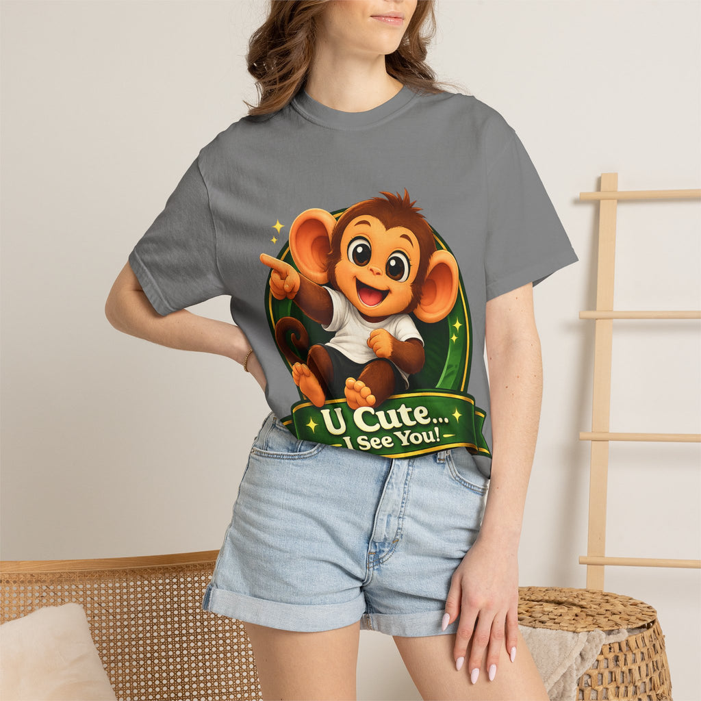 Cute Monkey T-Shirt — "U Cute... I See You!" Graphic Tee