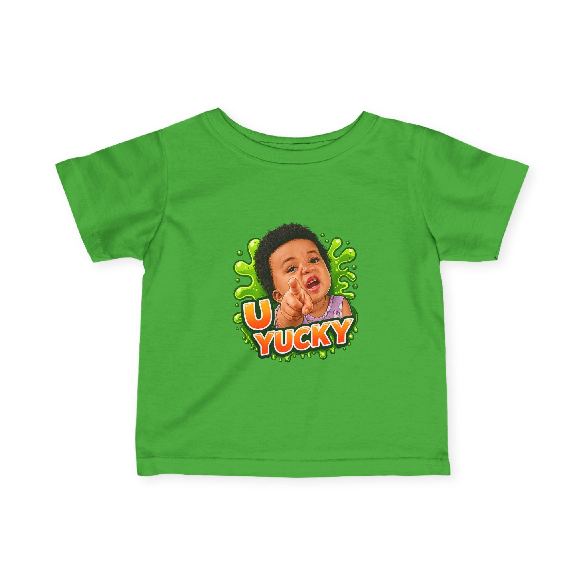 Infant Tee — "Yucky" Baby Graphic Shirt with Green Slime Design