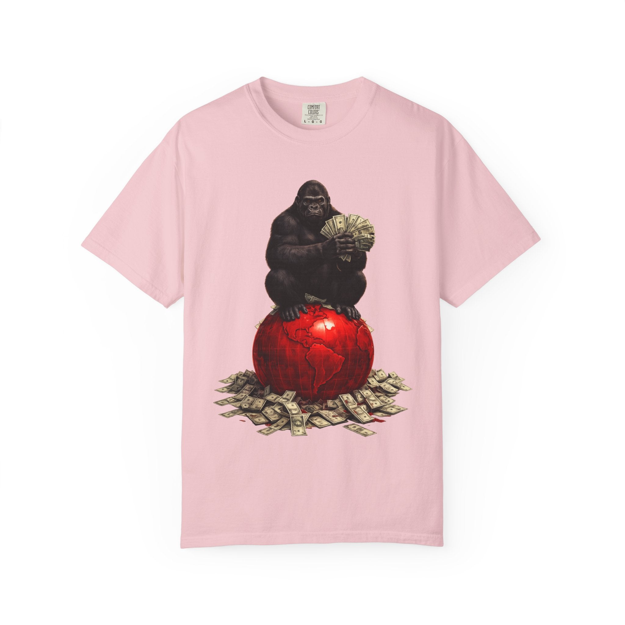 Gorilla on Money Graphic T-Shirt — Red Globe Cash Design