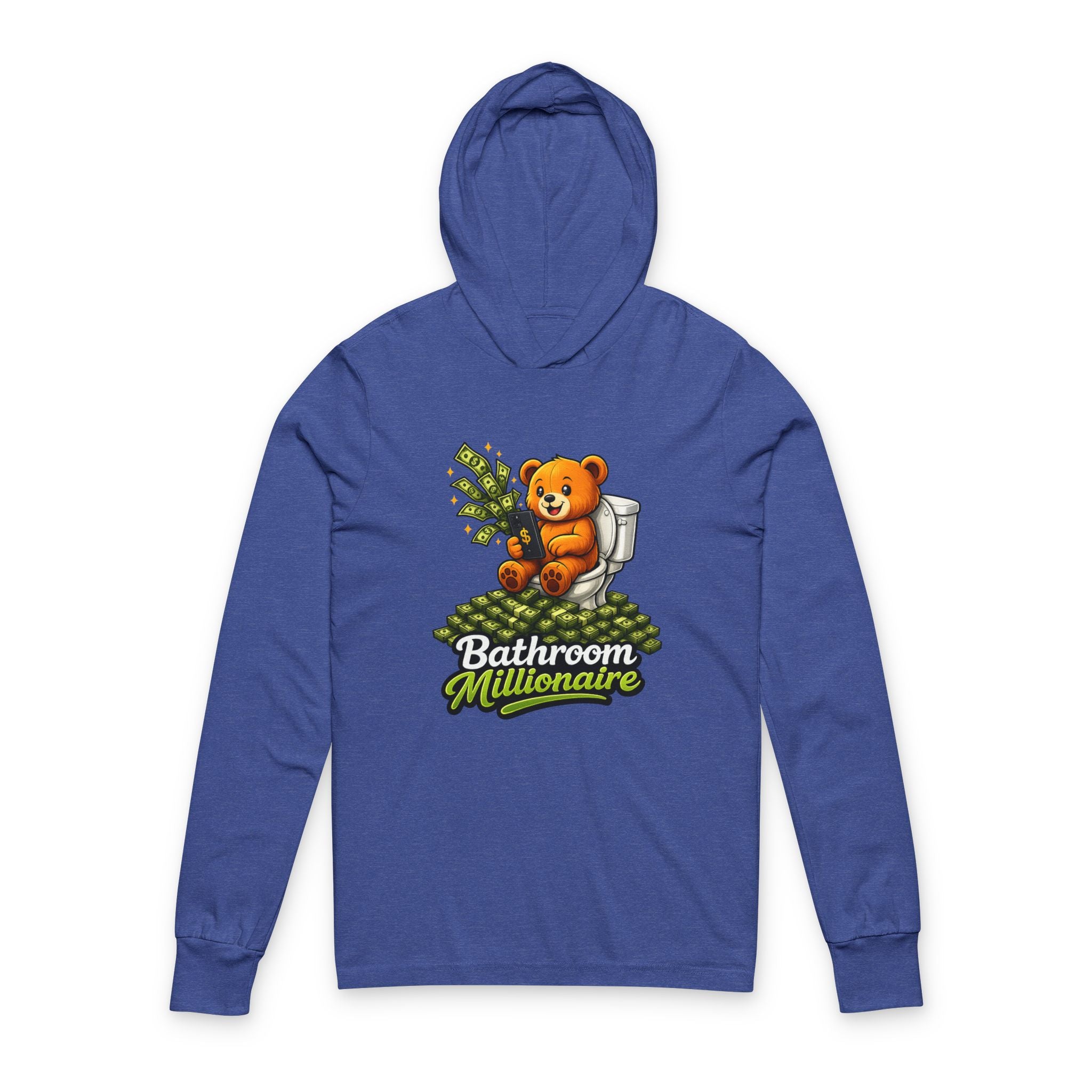 Bathroom Millionaire Hooded Long Sleeve Tee — Cute Bear Toilet Graphic