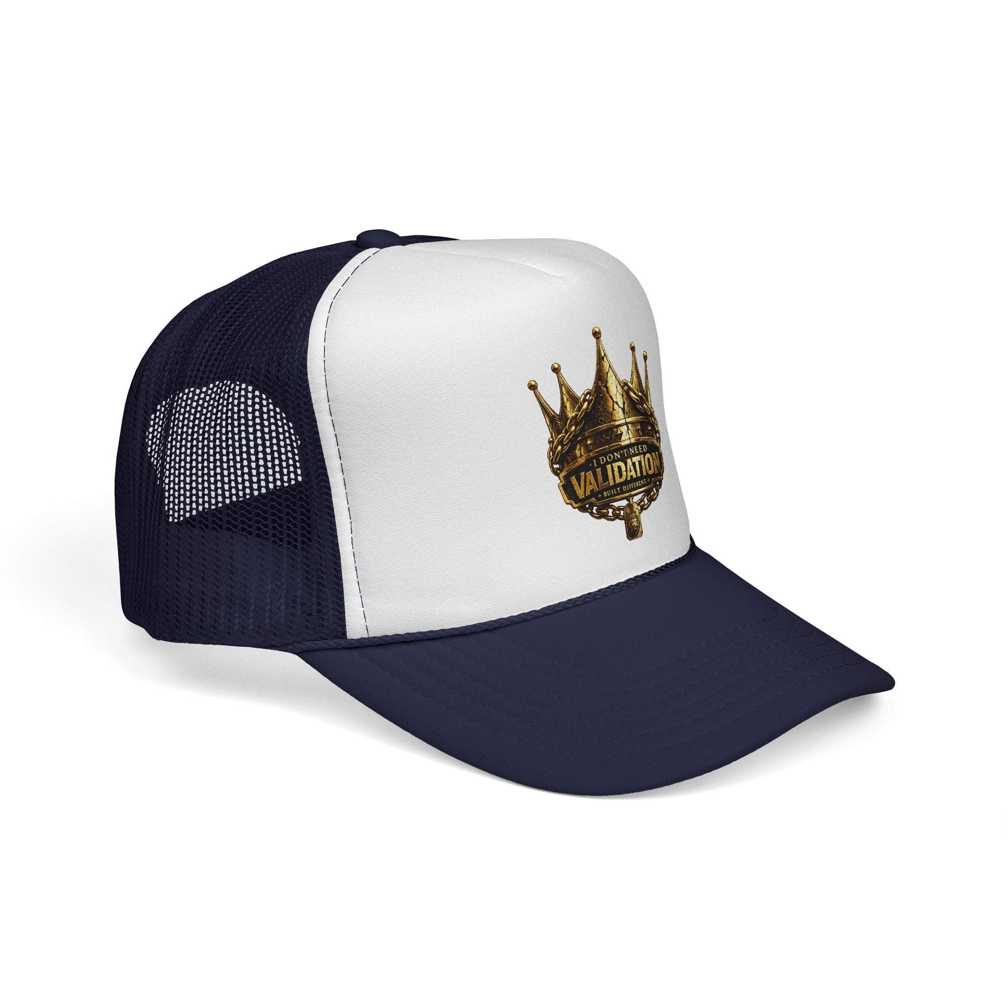 Validation King Trucker Cap — Gold Crown Logo Mesh Hat