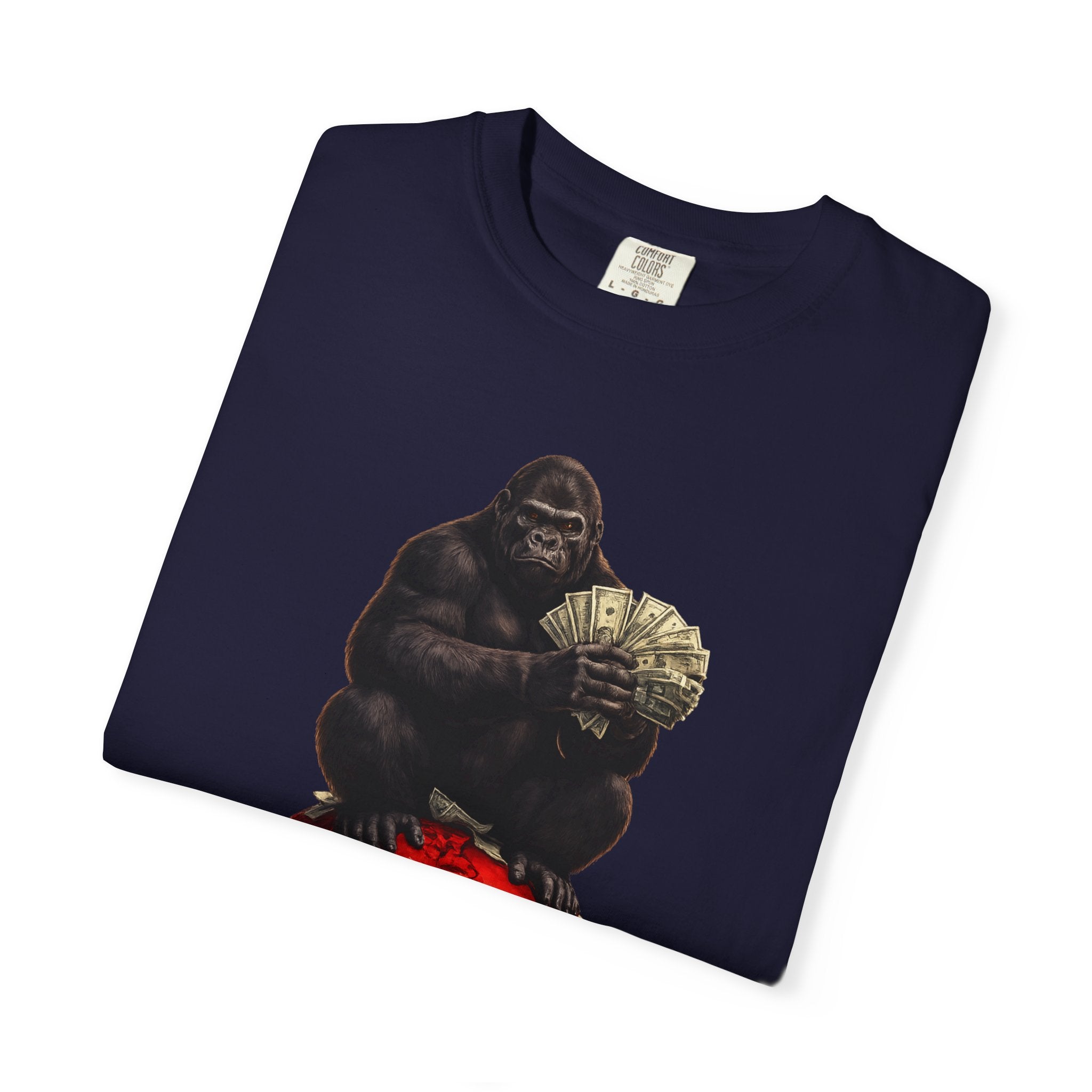 Gorilla on Money Graphic T-Shirt — Red Globe Cash Design
