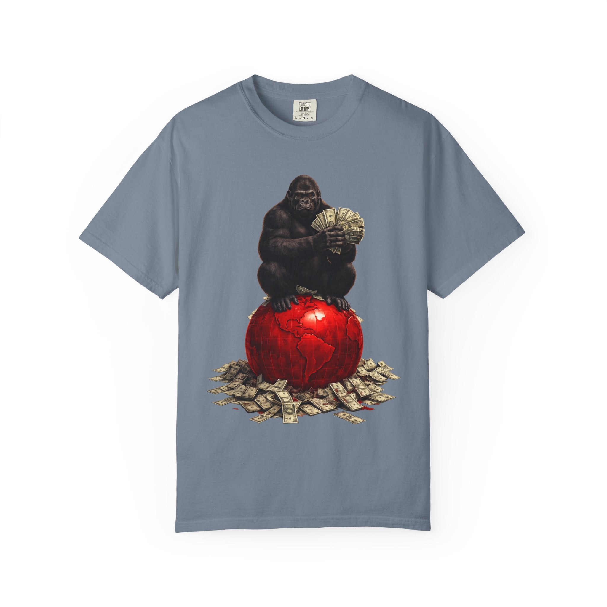 Gorilla on Money Graphic T-Shirt — Red Globe Cash Design