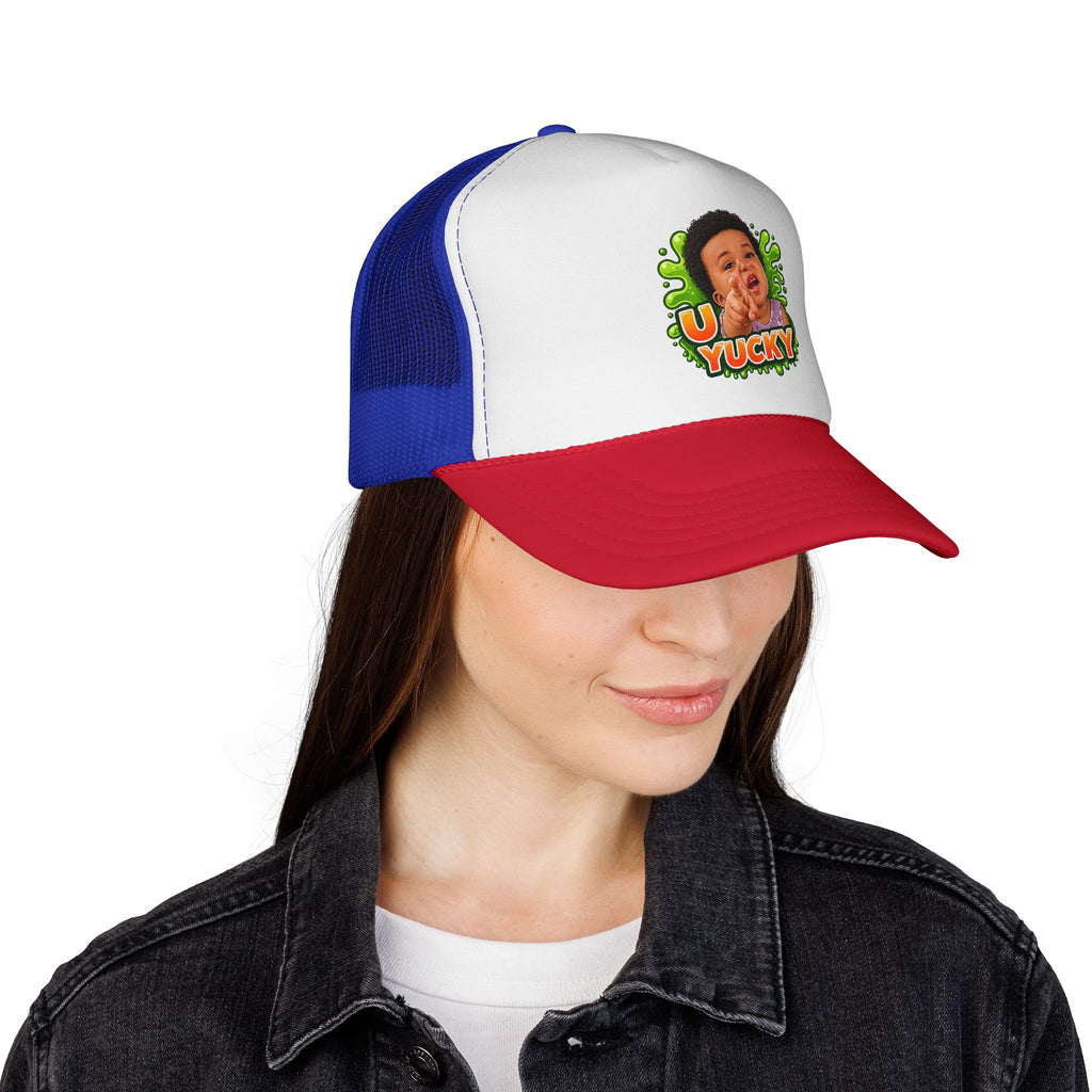 U Yucky Baby Trucker Cap — Funny Retro Slime Graphic Mesh Hat