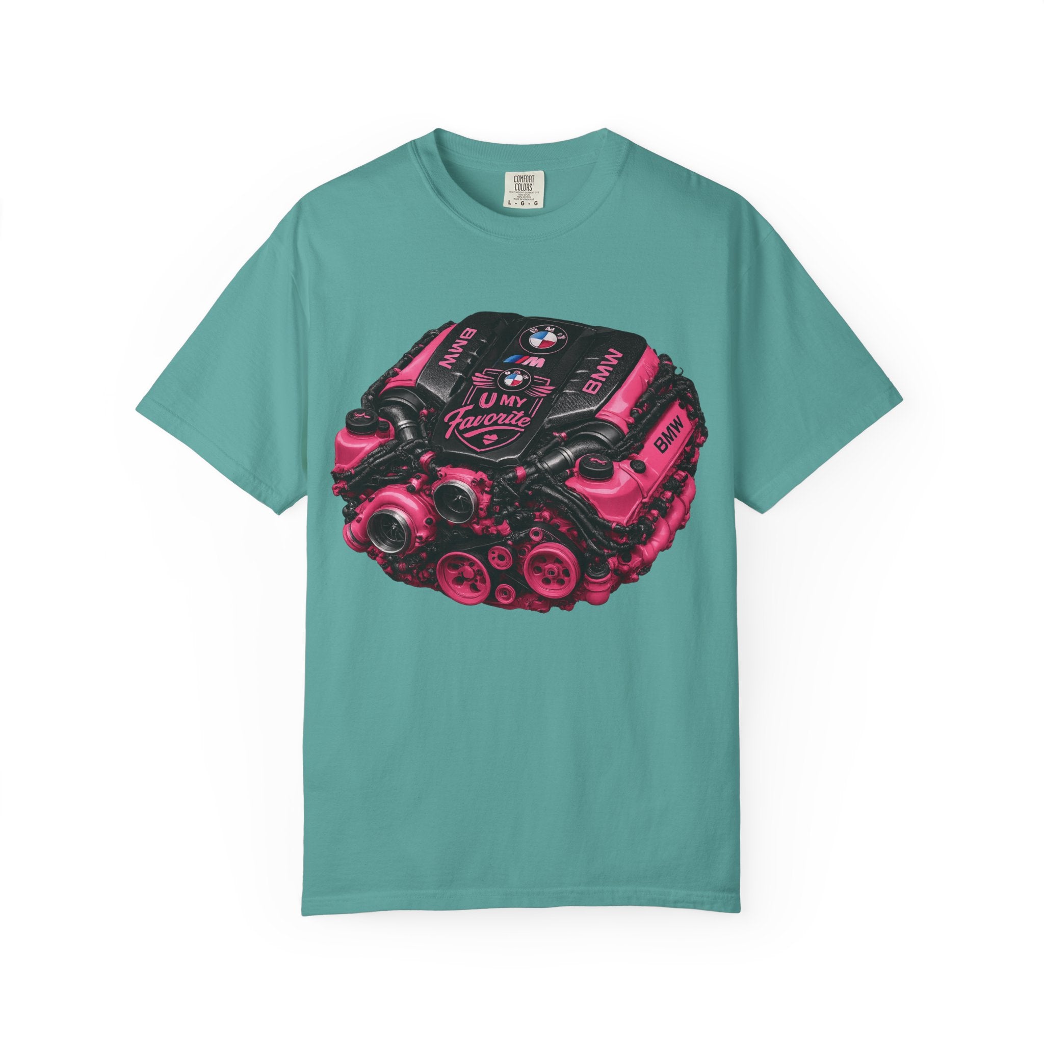 Pink Turbo Engine T-Shirt — Vintage Car Mechanic Tee