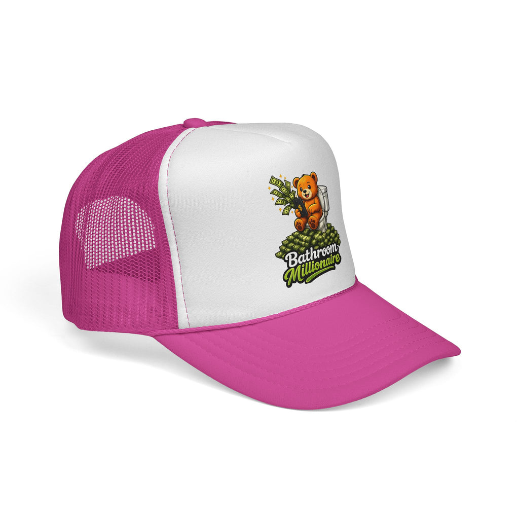 Bathroom Millionaire Trucker Cap — Cute Teddy Toilet Graphic Mesh Hat