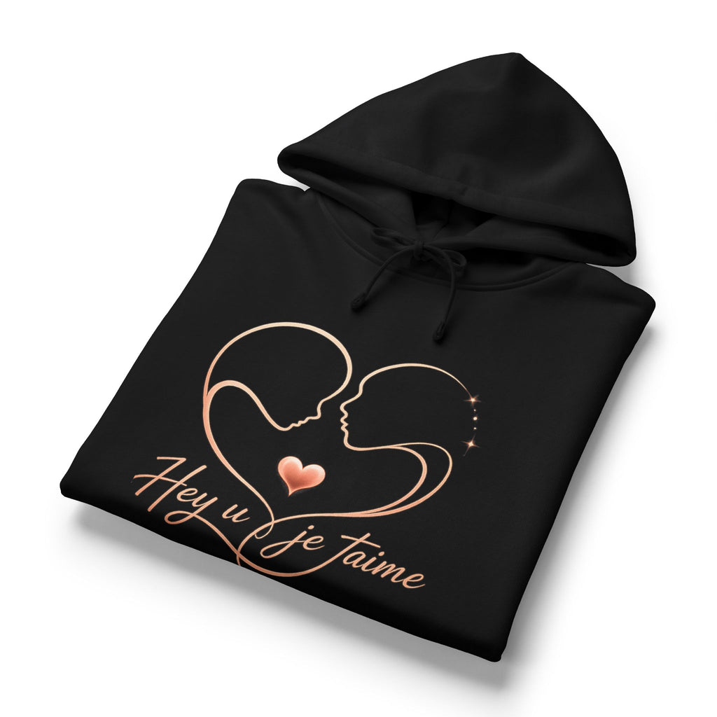 Romantic Heartline Hoodie – "Hey u je t'aime" Women's Organic Hoodie