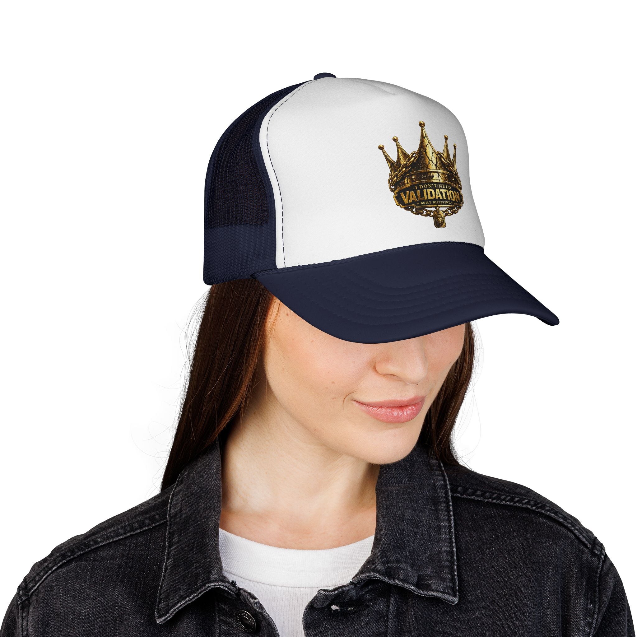 Validation King Trucker Cap — Gold Crown Logo Mesh Hat