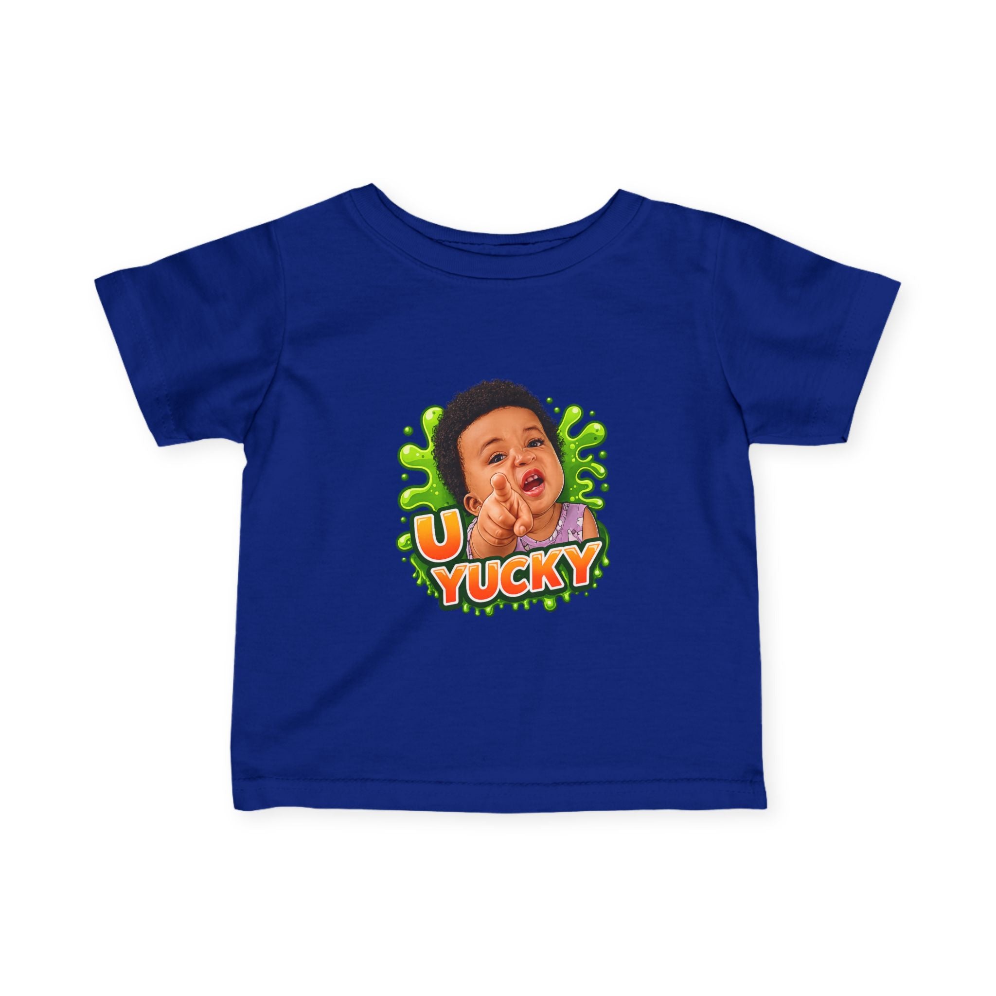 Infant Tee — "Yucky" Baby Graphic Shirt with Green Slime Design