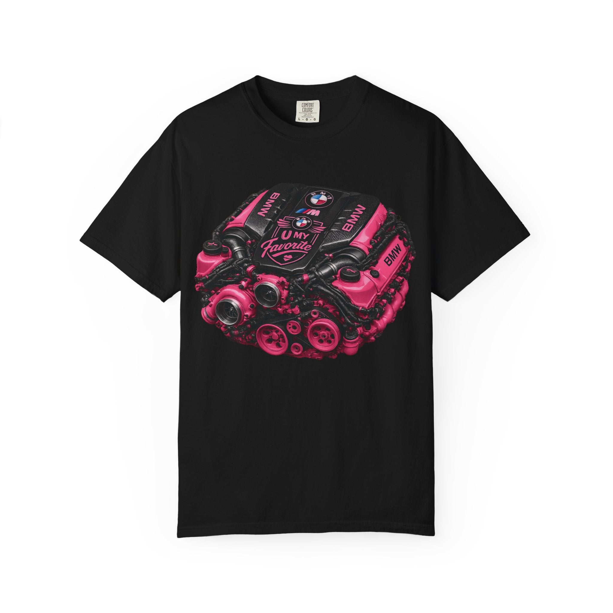 Pink Turbo Engine T-Shirt — Vintage Car Mechanic Tee