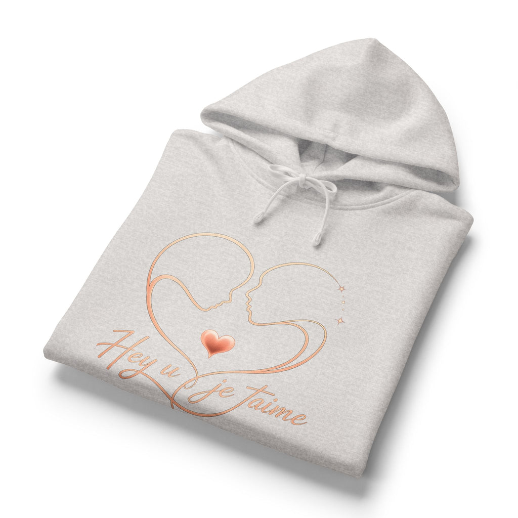 Romantic Heartline Hoodie – "Hey u je t'aime" Women's Organic Hoodie