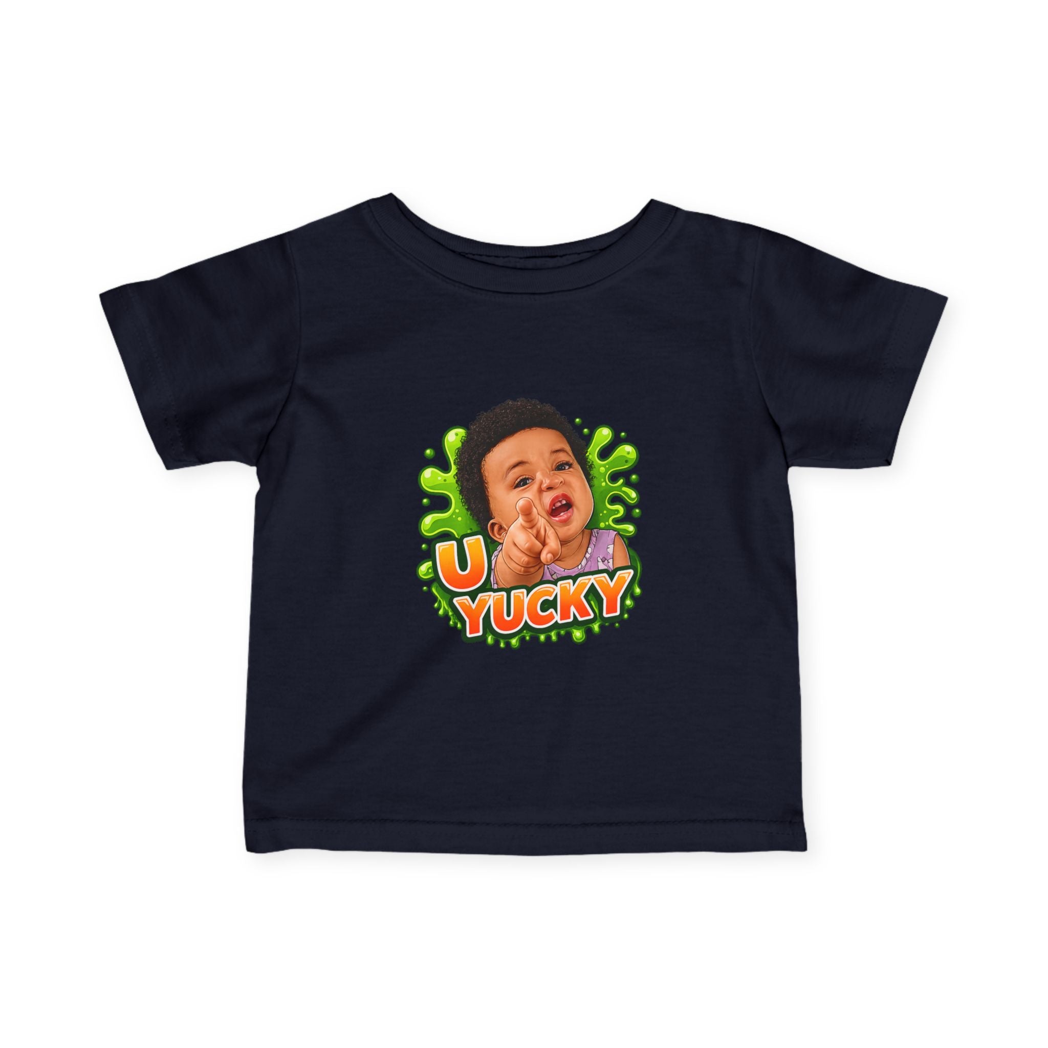 Infant Tee — "Yucky" Baby Graphic Shirt with Green Slime Design