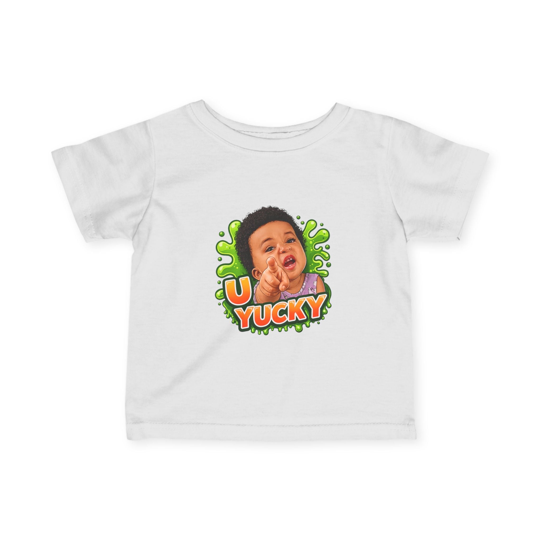 Infant Tee — "Yucky" Baby Graphic Shirt with Green Slime Design