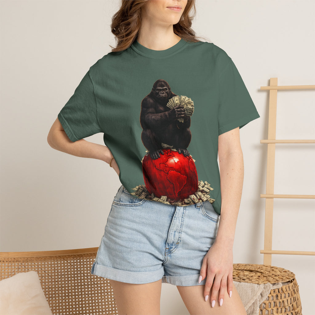 Gorilla on Money Graphic T-Shirt — Red Globe Cash Design