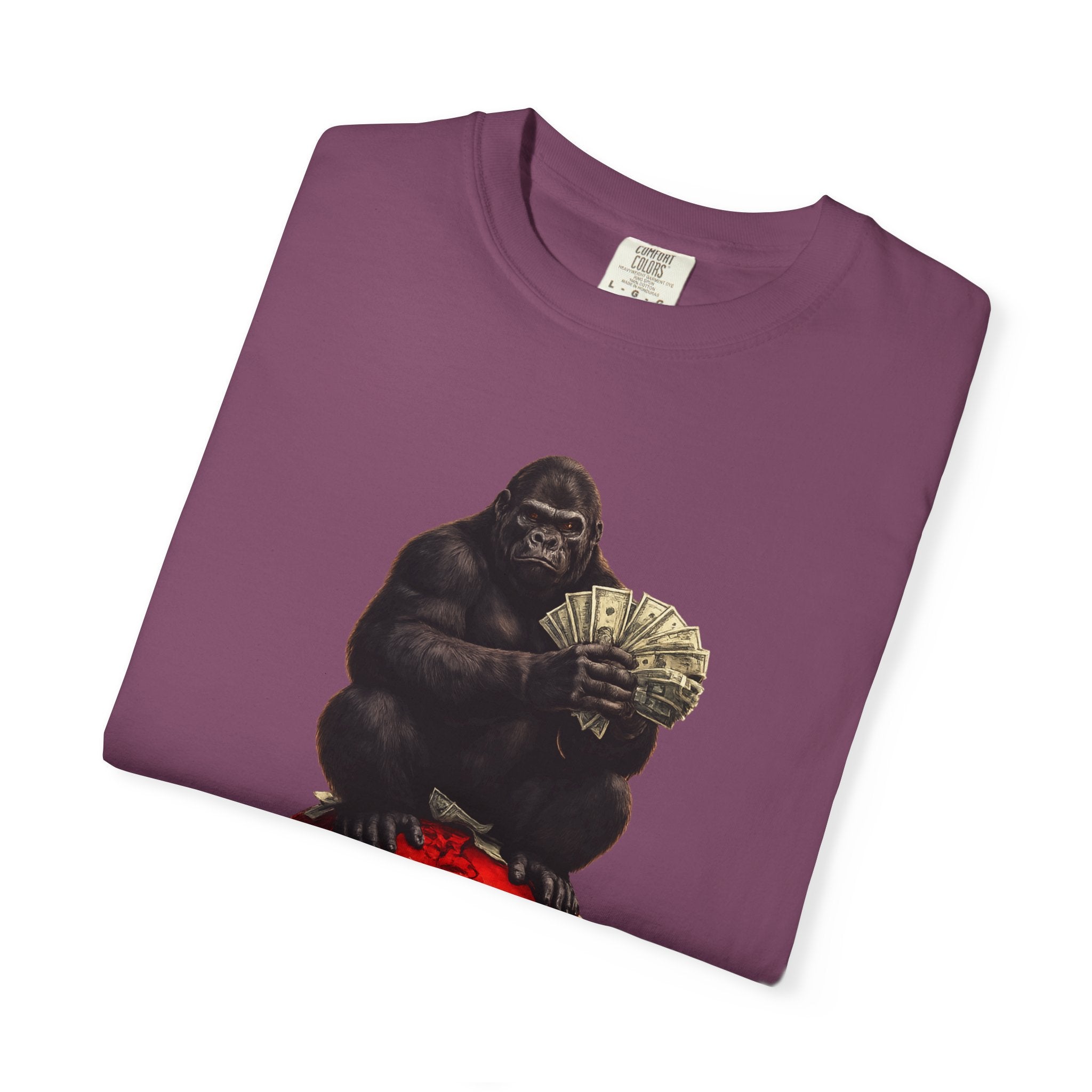 Gorilla on Money Graphic T-Shirt — Red Globe Cash Design