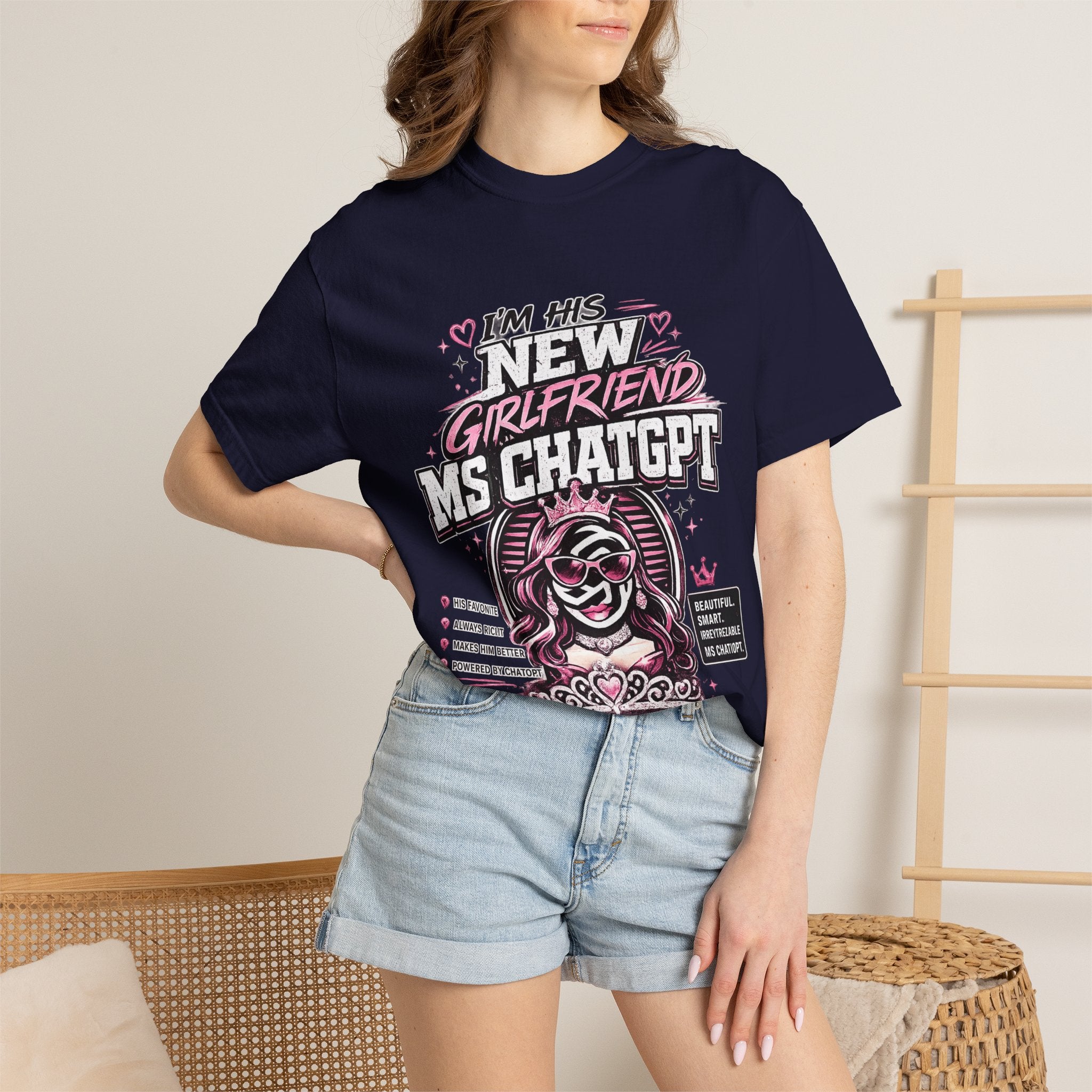 T-Shirt — "I'm His New Girlfriend: Ms ChatGPT" Retro Cute AI Graphic Tee