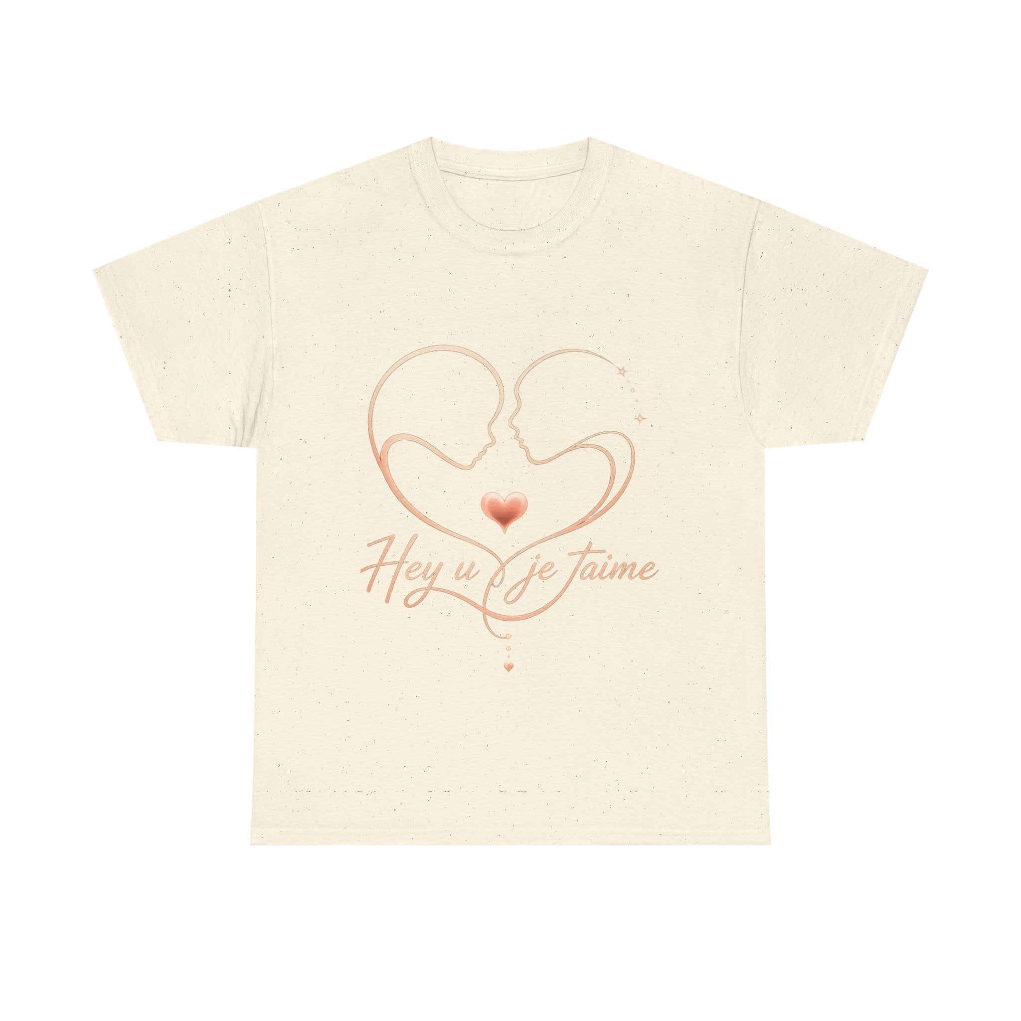 Romantic Heartline Tee — “Hey u je t'aime” French Love Graphic T-Shirt