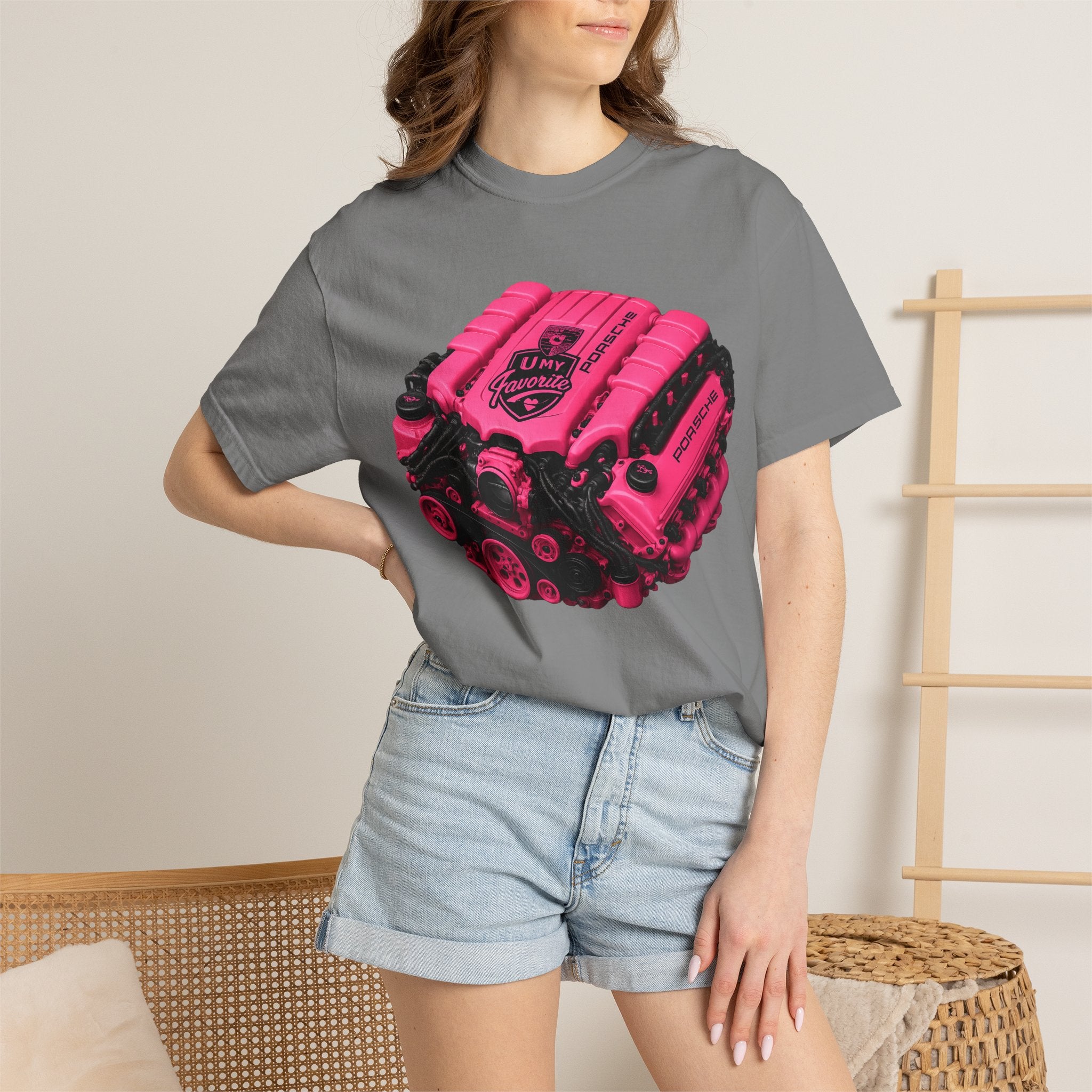 Retro Pink V8 Engine T-Shirt