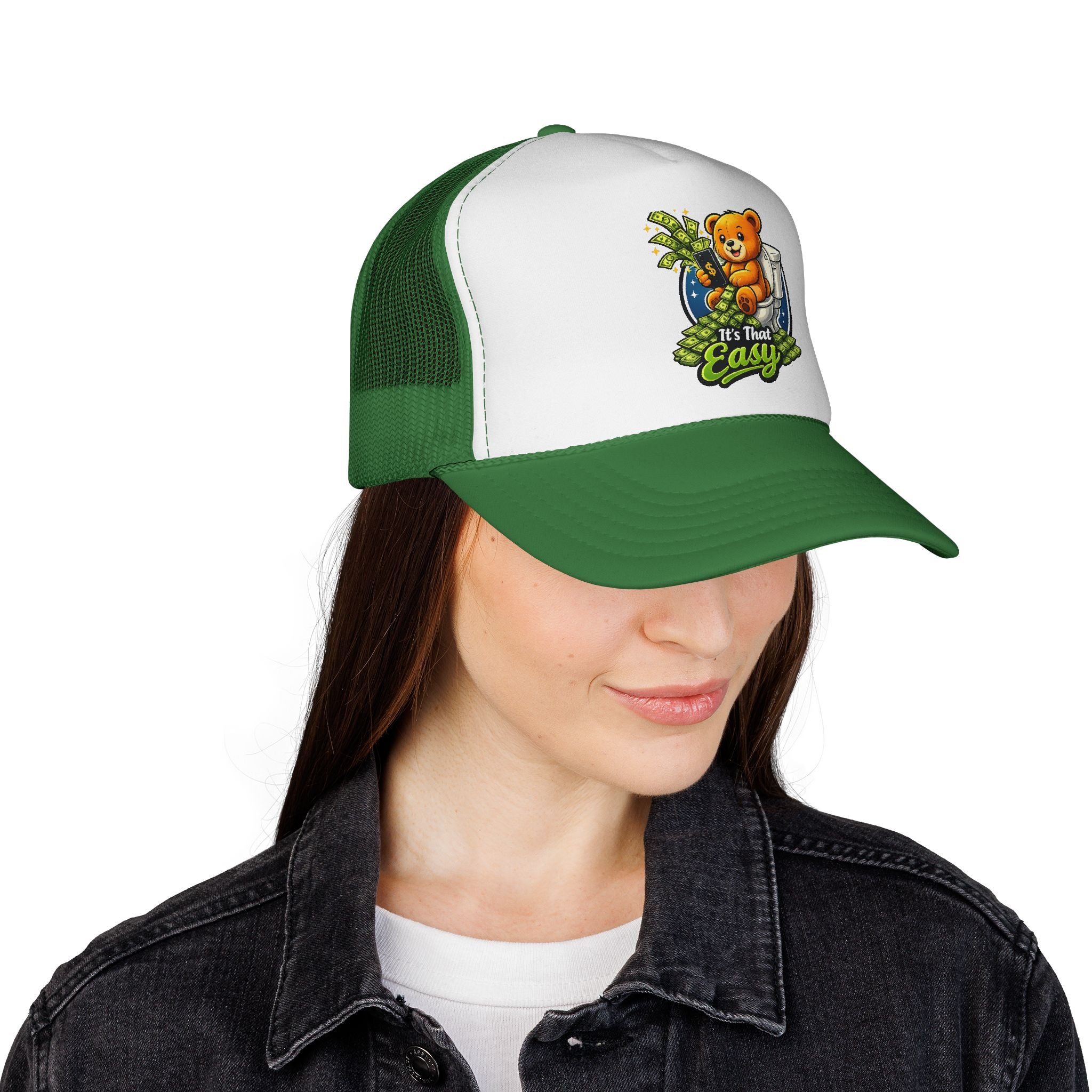 Trucker Cap - Cute Teddy Bear 'It's That Easy' Mesh Hat