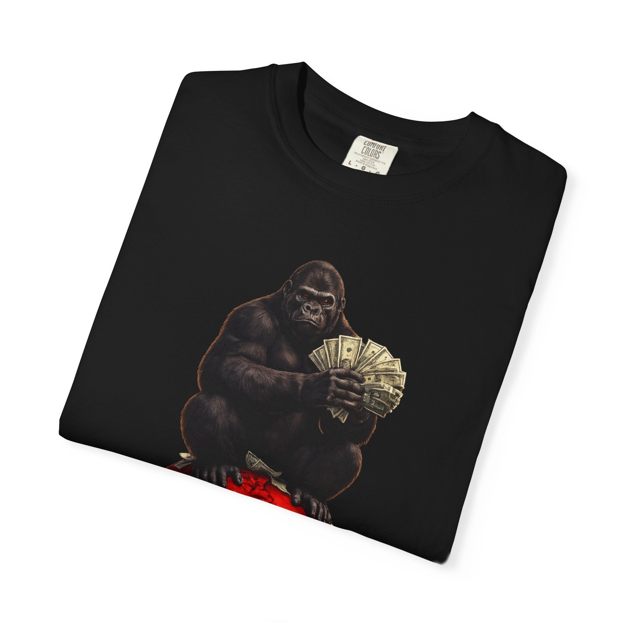 Gorilla on Money Graphic T-Shirt — Red Globe Cash Design