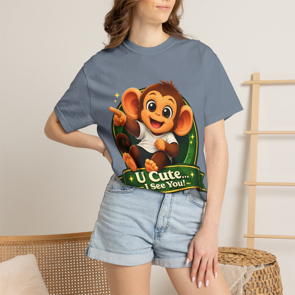 Cute Monkey T-Shirt — "U Cute... I See You!" Graphic Tee