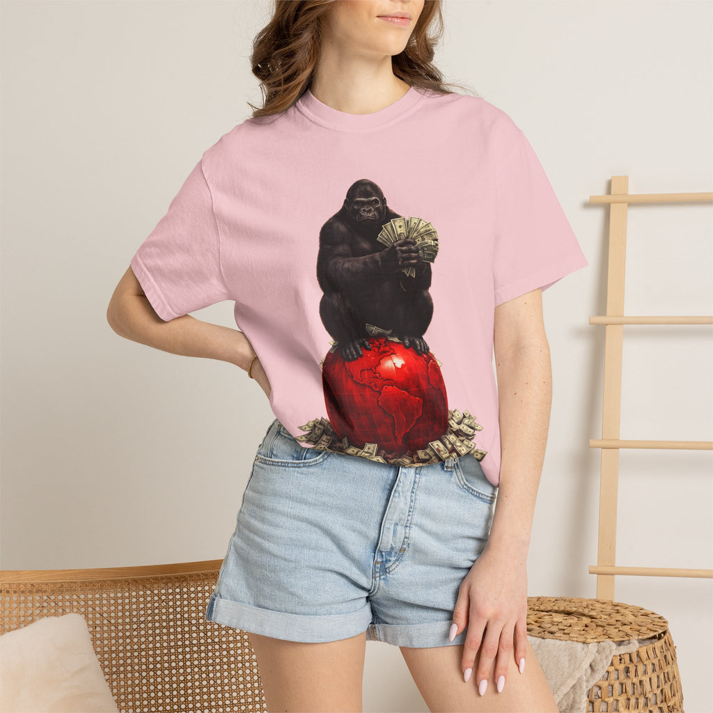 Gorilla on Money Graphic T-Shirt — Red Globe Cash Design