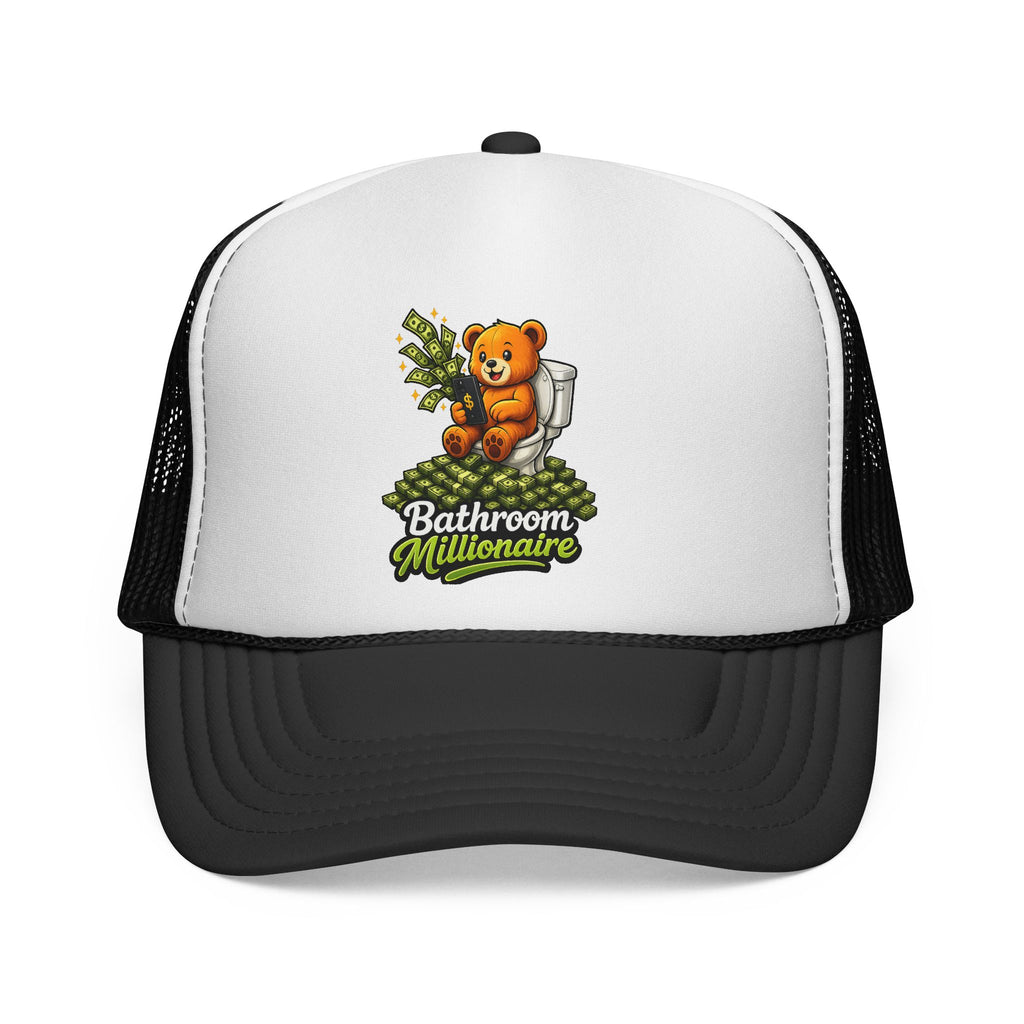 Bathroom Millionaire Trucker Cap — Cute Teddy Toilet Graphic Mesh Hat