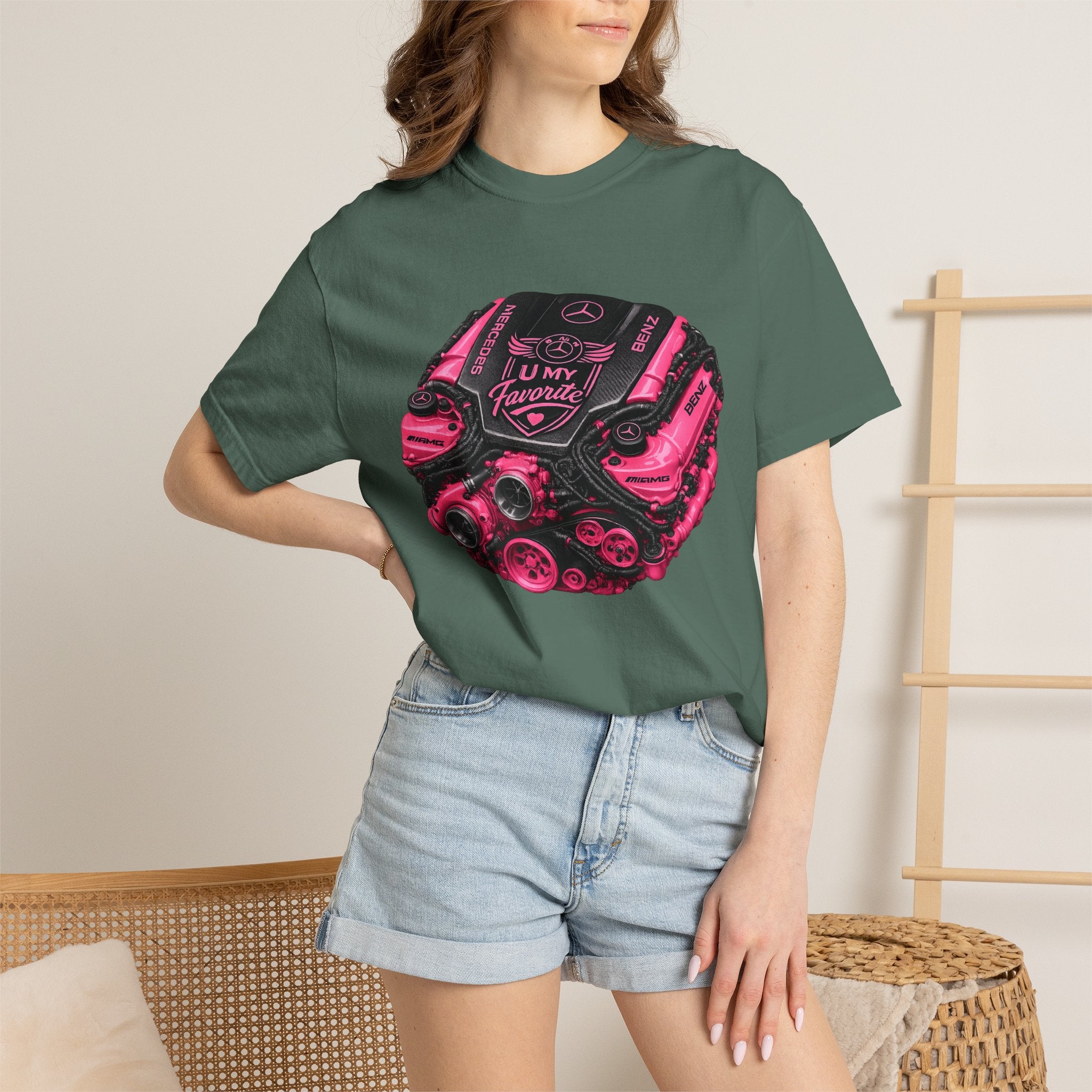 Car Engine Heart Tee — I Love Engines Graphic T-Shirt