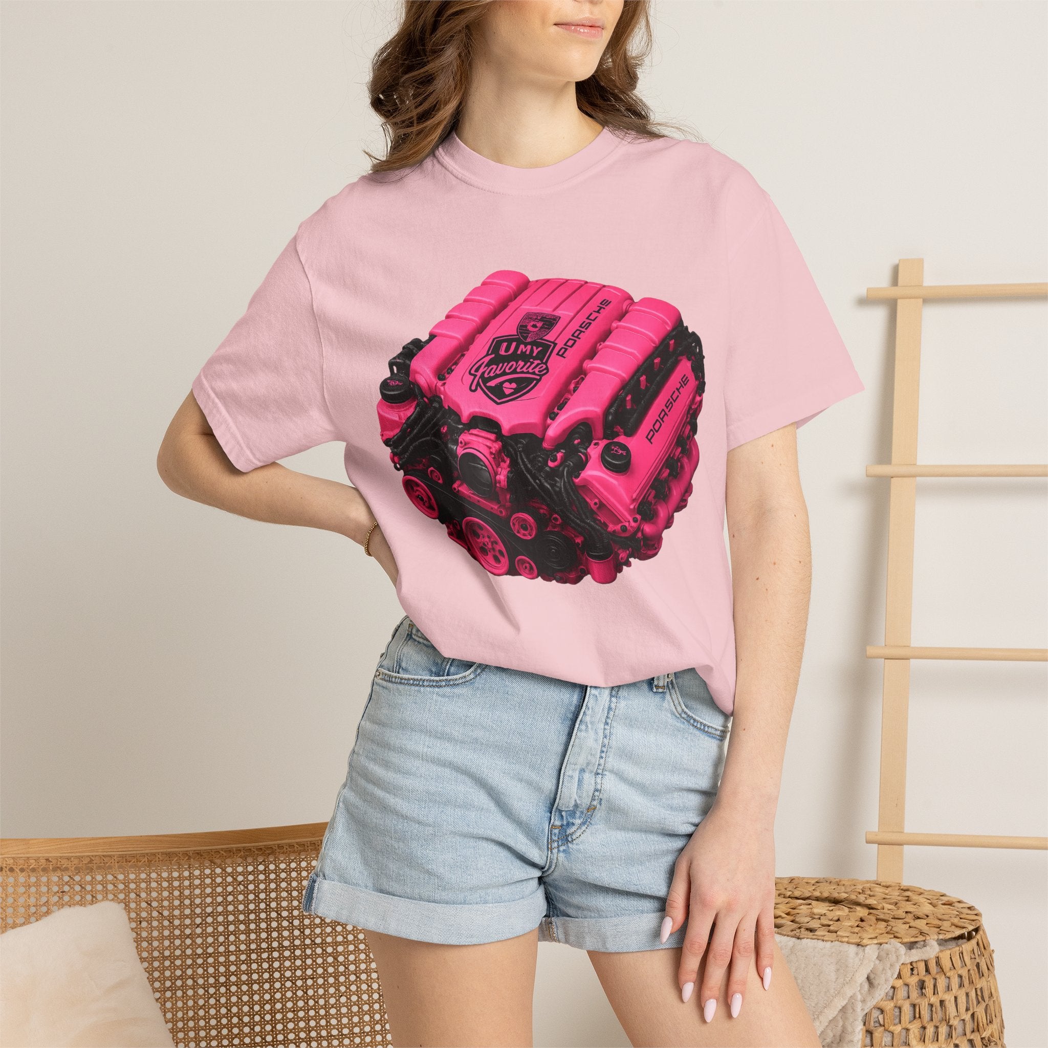Retro Pink V8 Engine T-Shirt