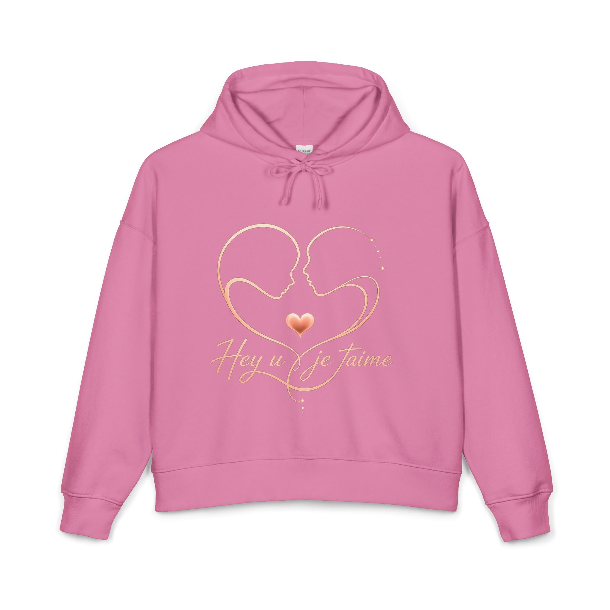 Romantic Heartline Hoodie – "Hey u je t'aime" Women's Organic Hoodie