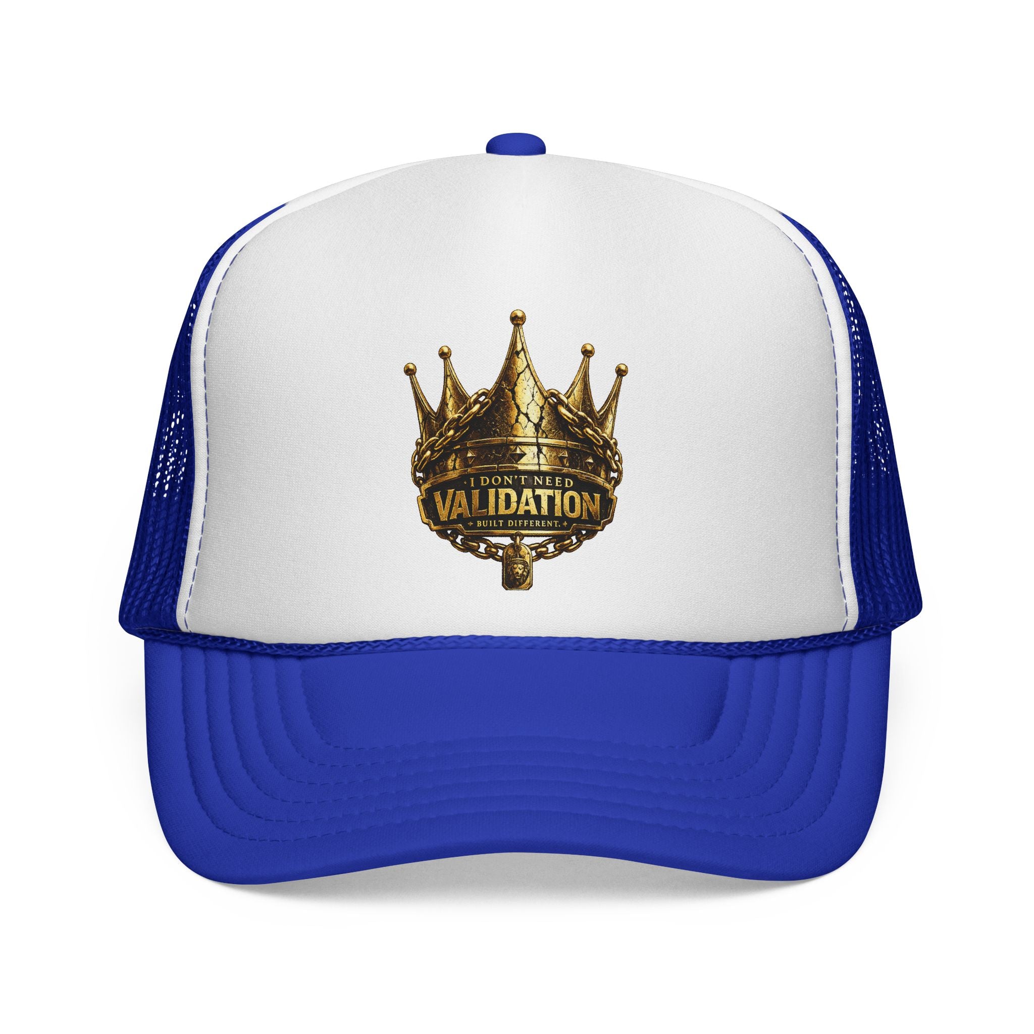 Validation King Trucker Cap — Gold Crown Logo Mesh Hat