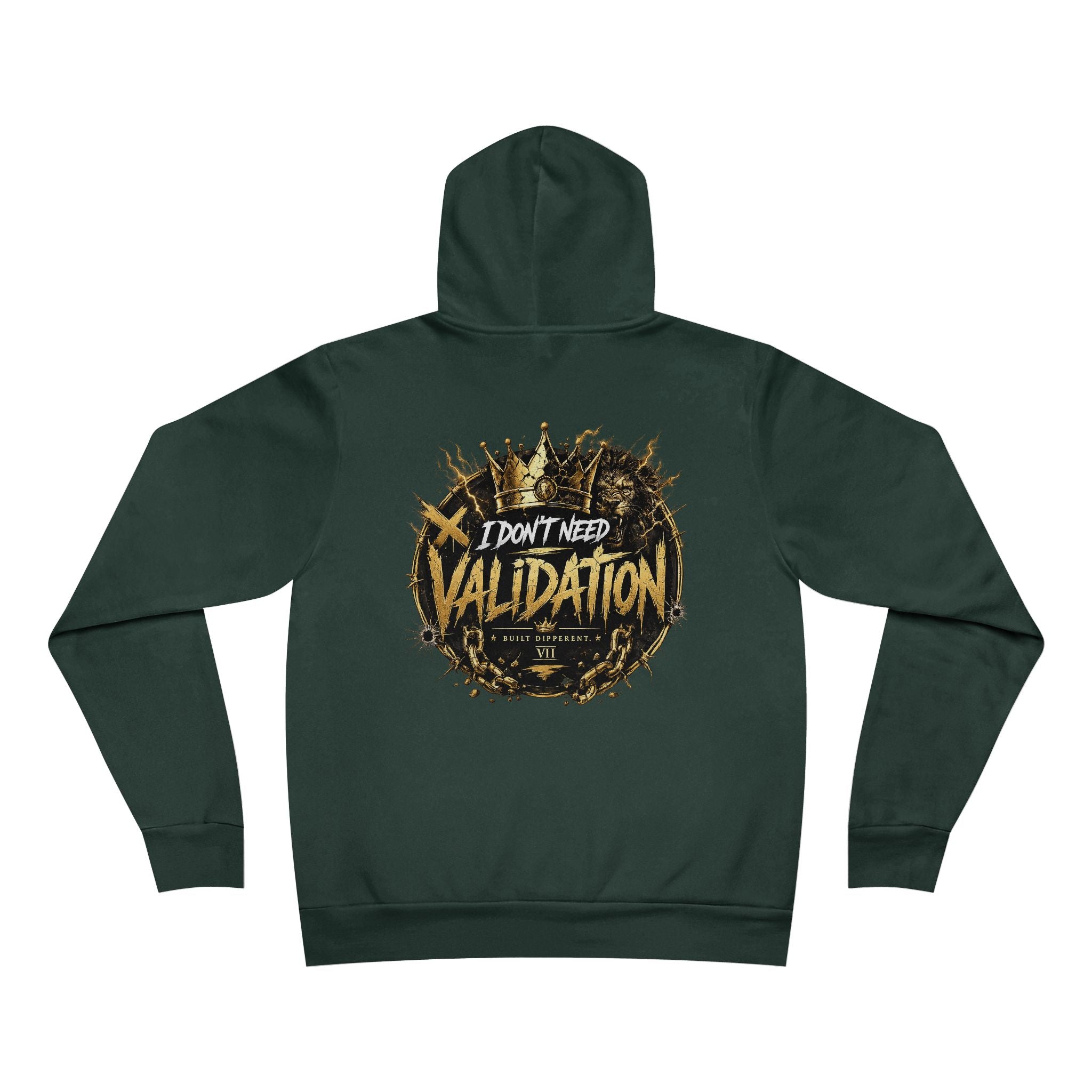 Validation Crown Hoodie — "I Don’t Need Validation" Graphic Pullover