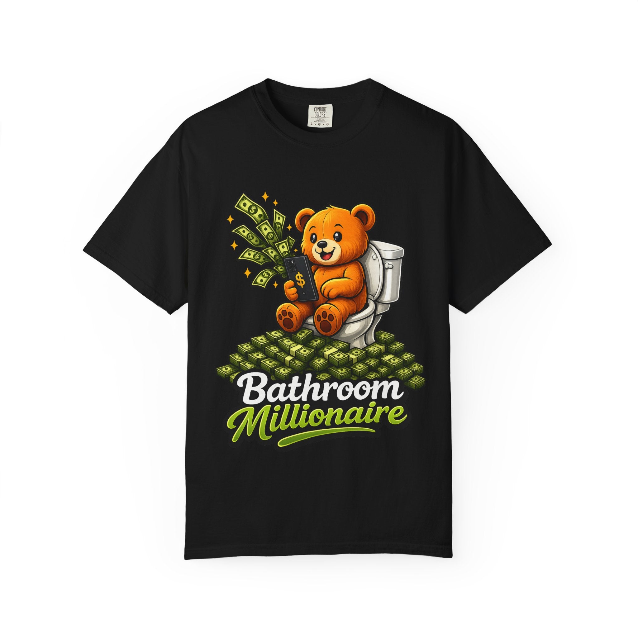 Bathroom Millionaire T-Shirt — Cute Bear on Toilet Graphic Tee