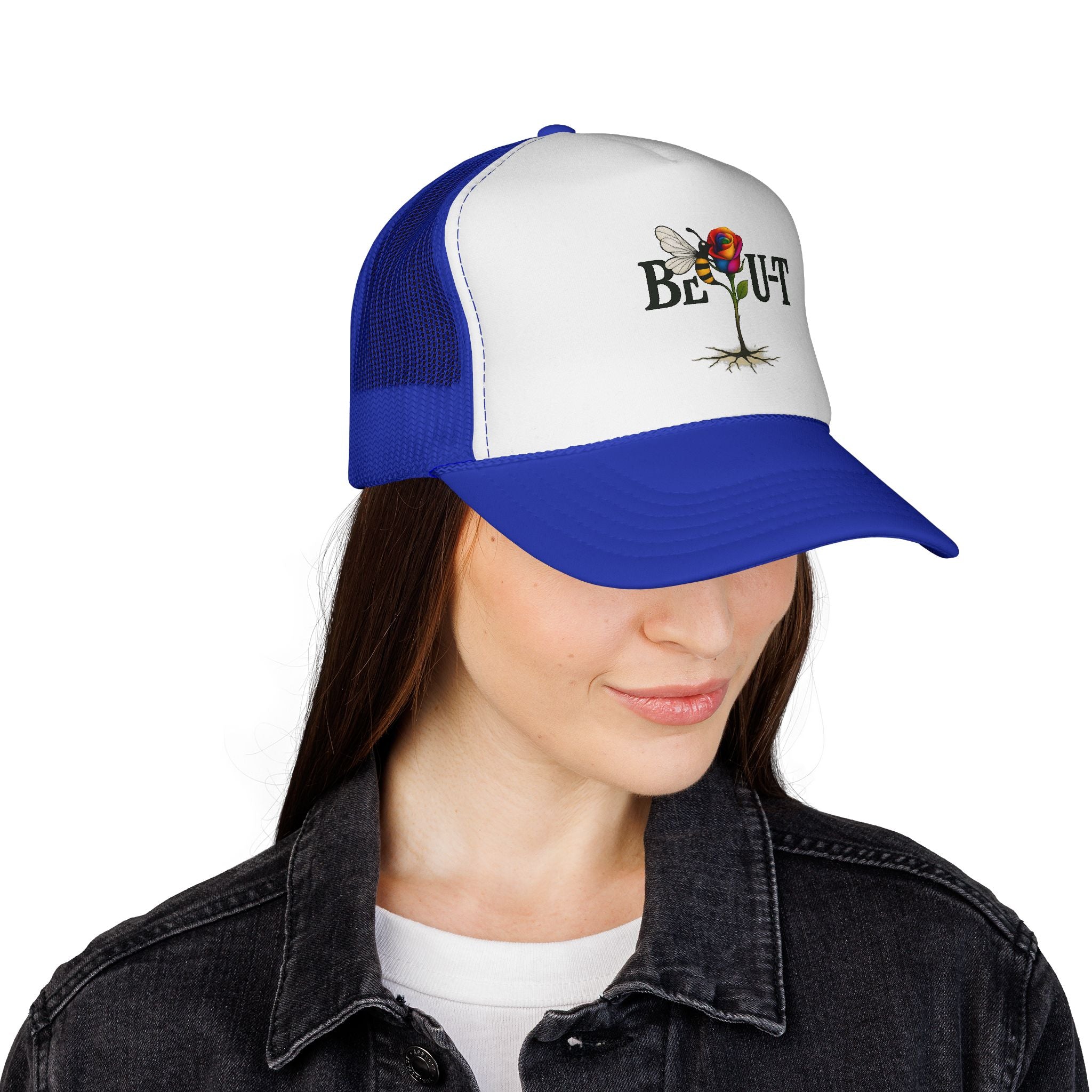 Trucker Hat — 'Be Out' Butterfly Rose Graphic Cap
